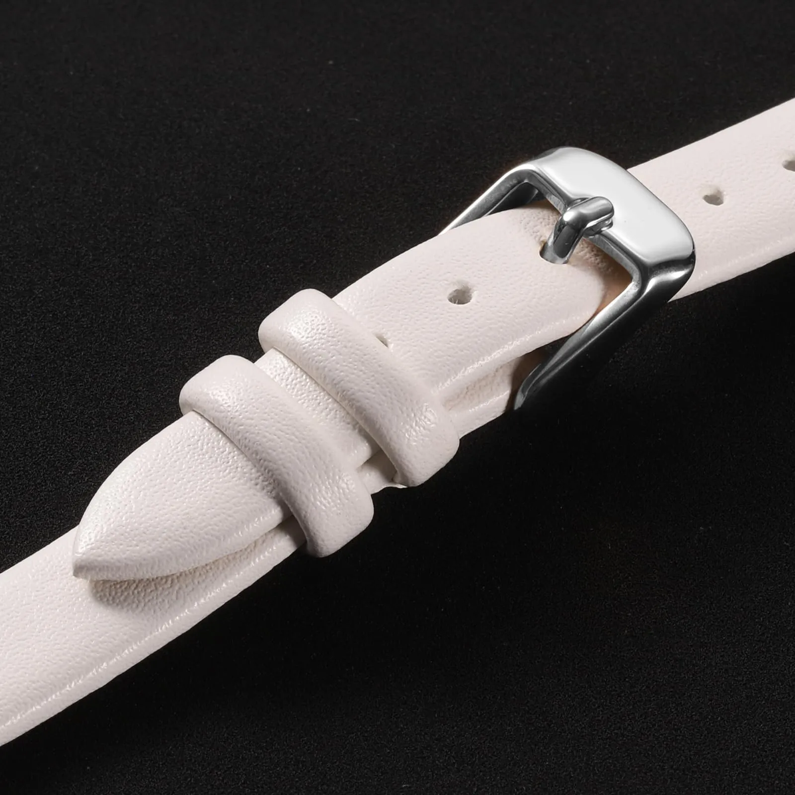 QUARKZMAN Cinturino Orologio in Pelle 10mm Bianco con Fibbia Tono Argento - immagine 4