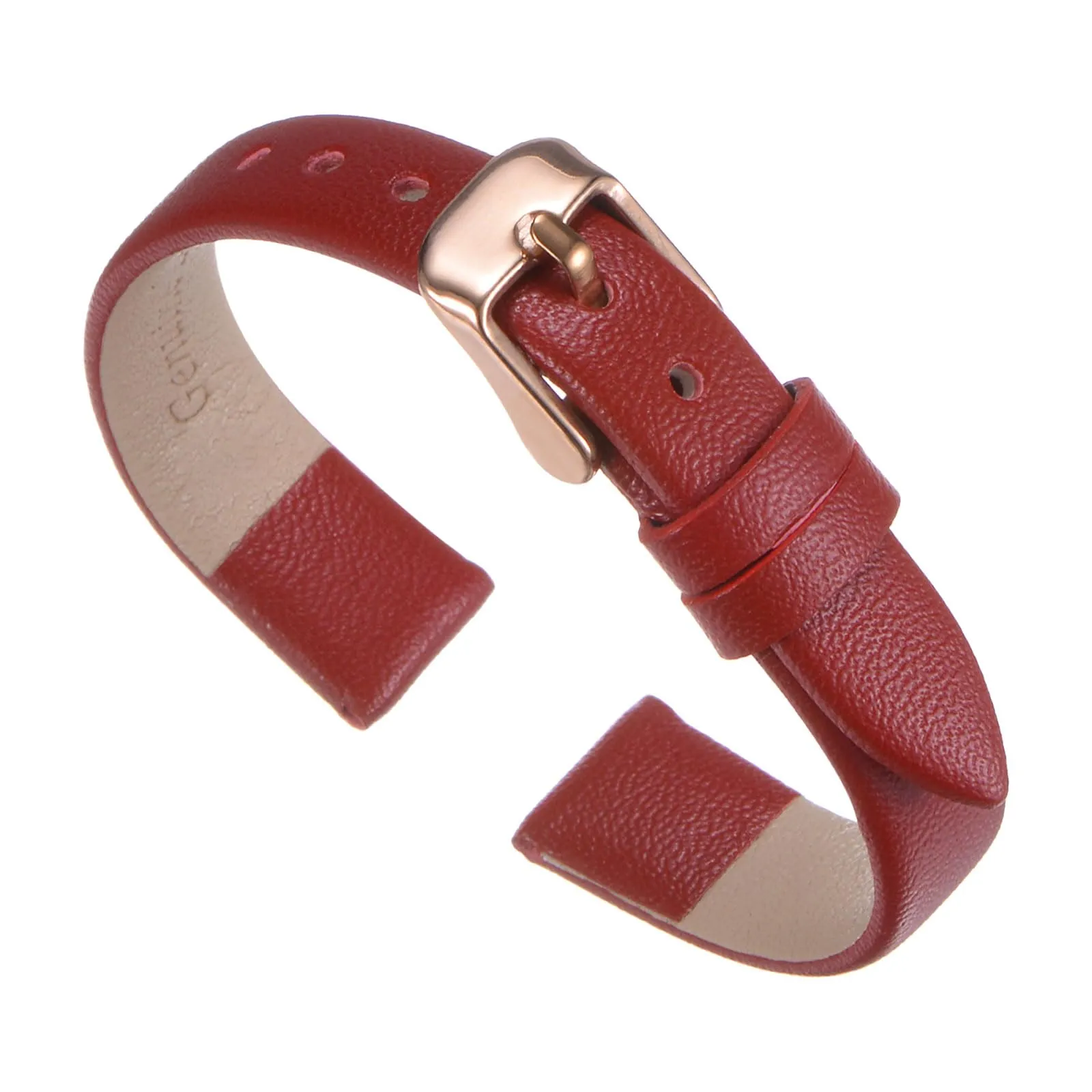 QUARKZMAN Cinturino Orologio Rosso 12mm con Fibbia in Oro Rosa - immagine 1