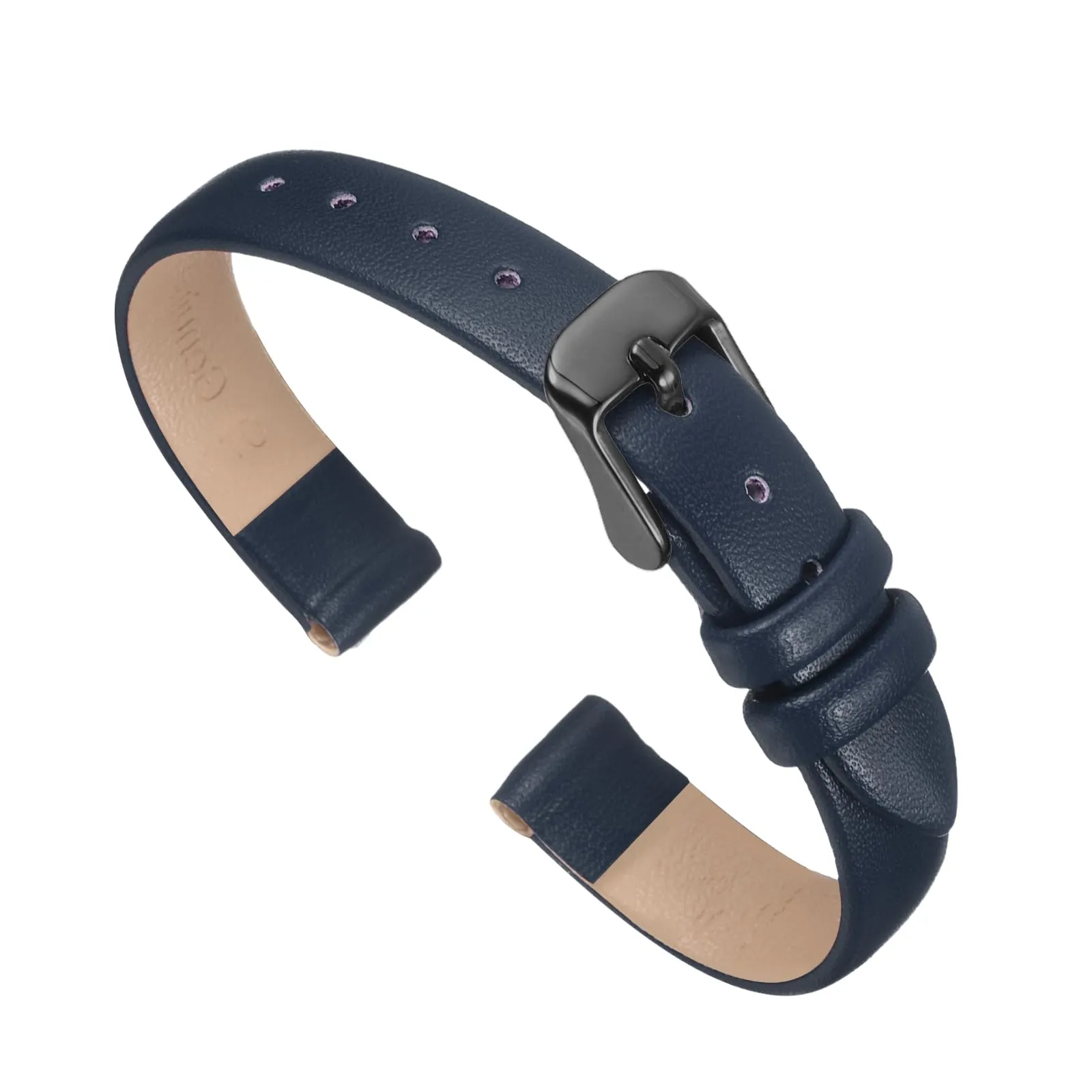 QUARKZMAN Cinturino Orologio in Vera Pelle 10mm Blu Scuro/Nero - immagine 1