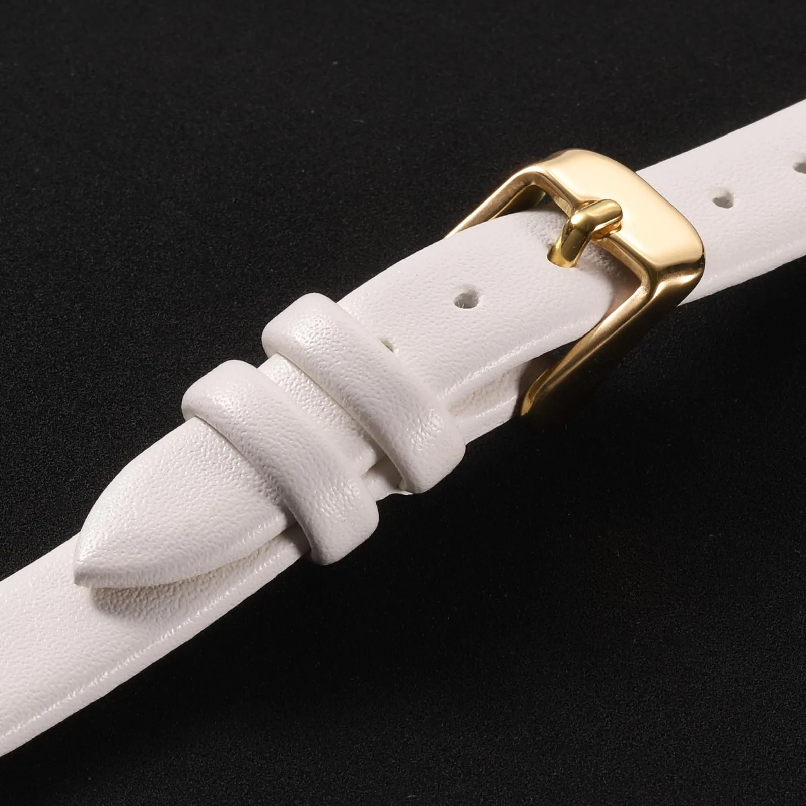 QUARKZMAN Cinturino Orologio in Vera Pelle 10mm con Fibbia Oro, Bianco - immagine 4