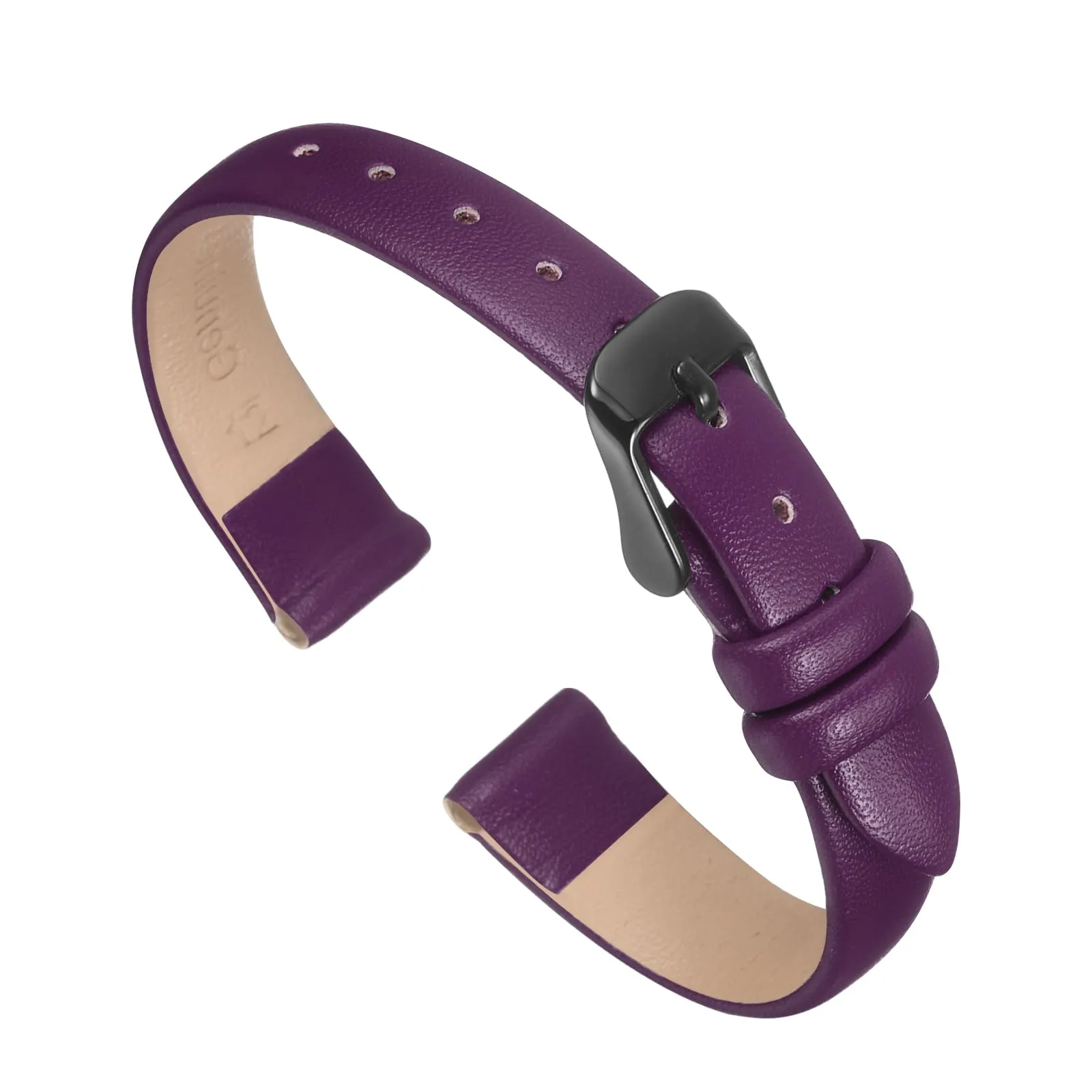 QUARKZMAN Cinturino Orologio in Vera Pelle 12mm Viola/Nero - immagine 1