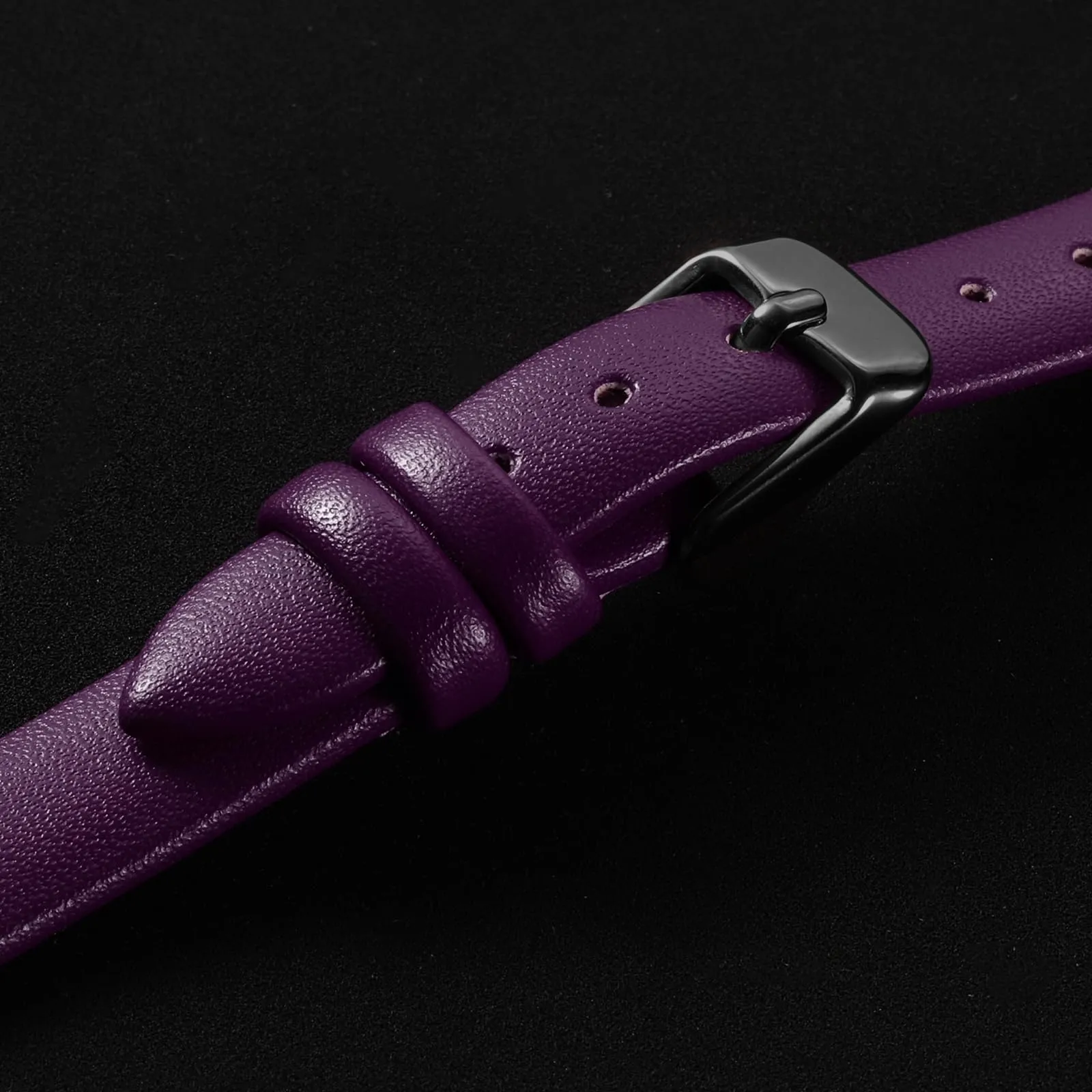 QUARKZMAN Cinturino Orologio in Vera Pelle 12mm Viola/Nero - immagine 4
