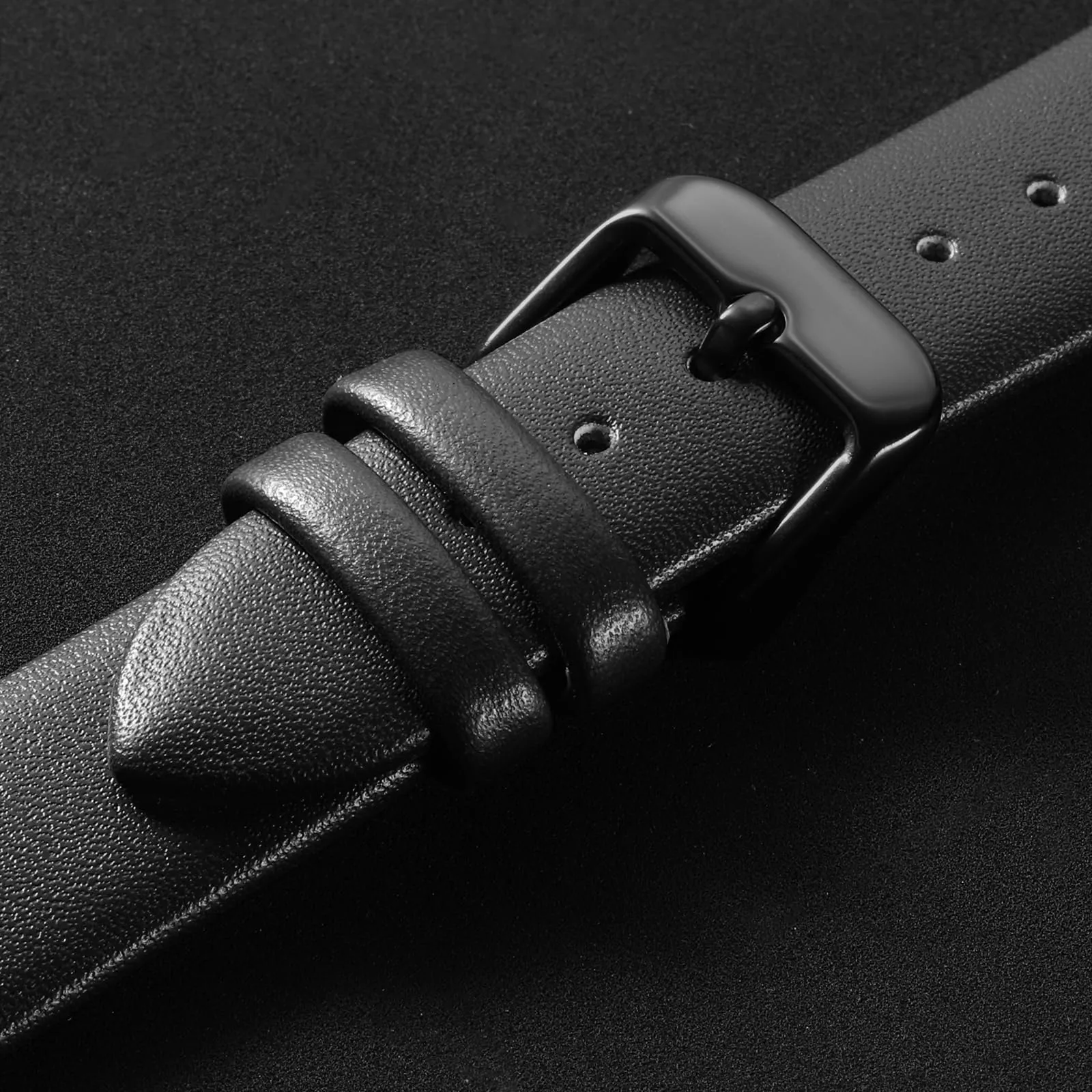 QUARKZMAN Cinturino Orologio in Pelle 18mm Nero - immagine 4
