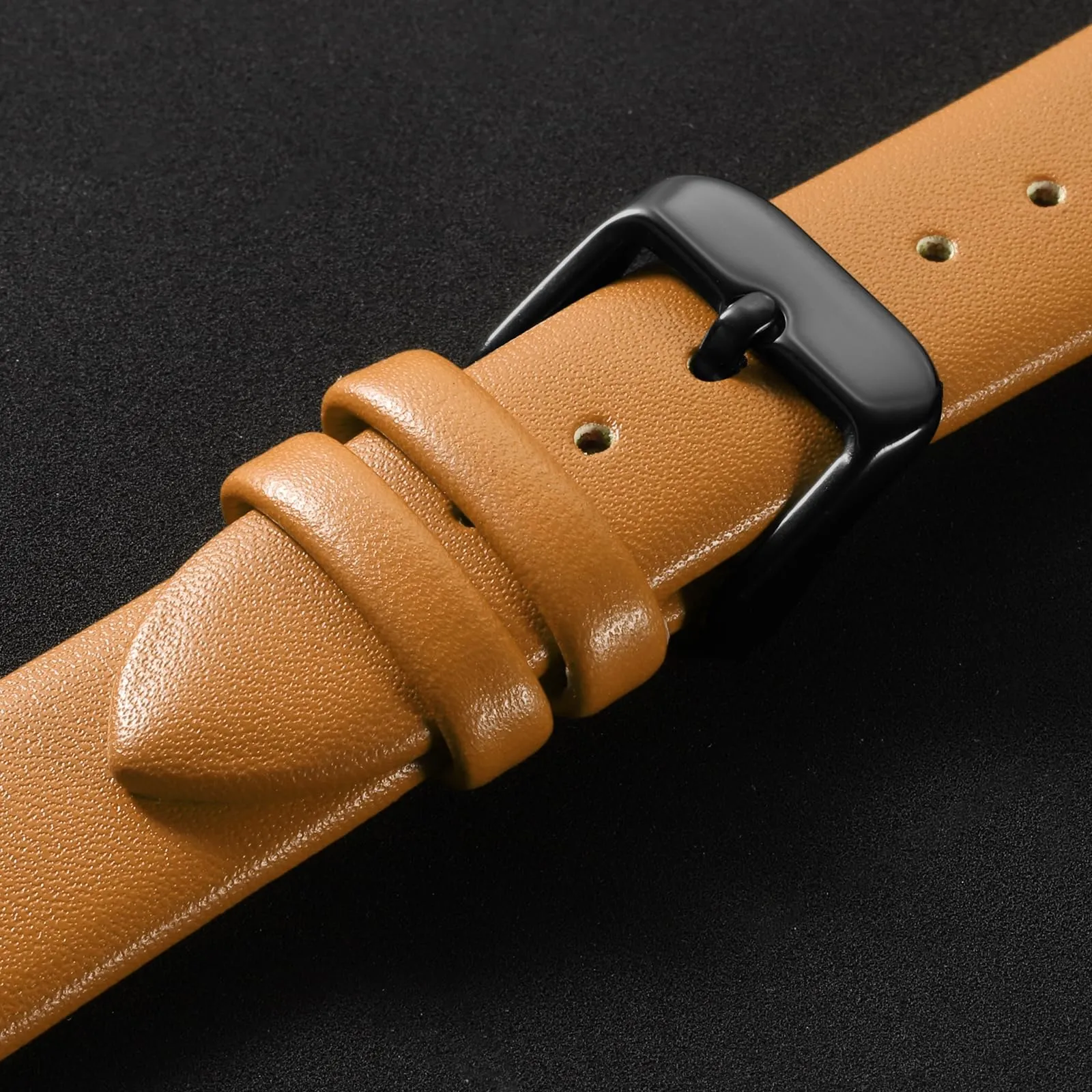 QUARKZMAN Cinturino in Vero Pelle Marrone 20mm con Fibbia Nera - immagine 4