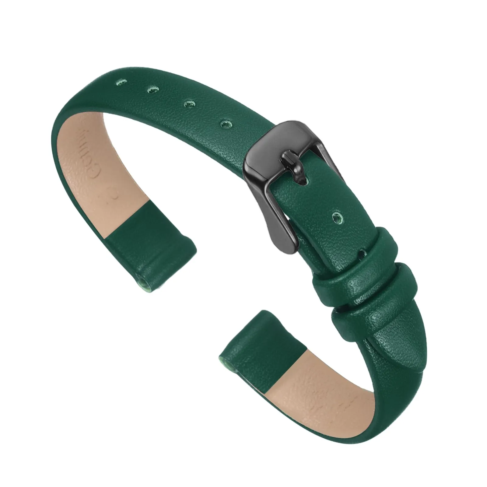 QUARKZMAN Cinturino Orologio in Vero Pelle 10mm Verde Nero - immagine 1