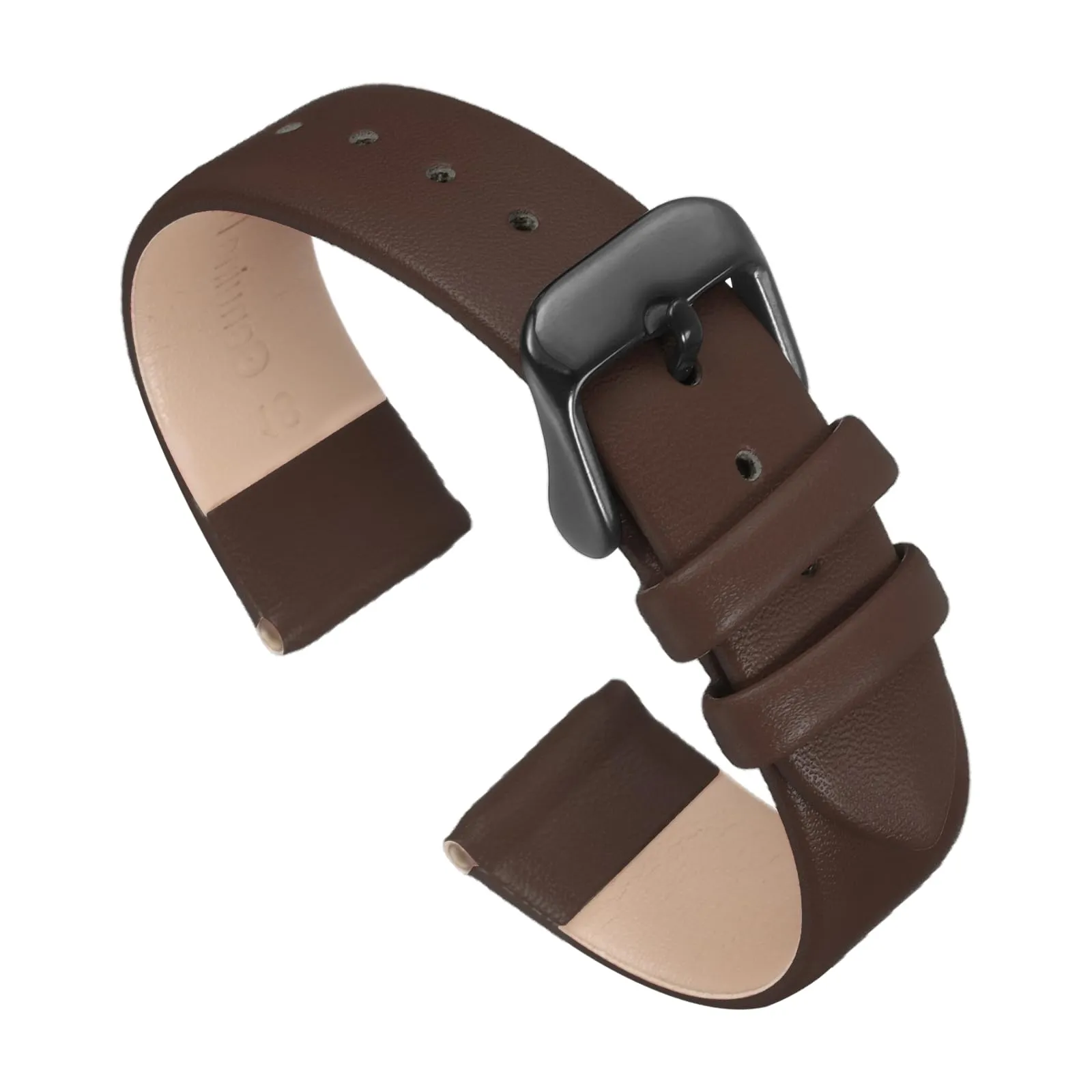 QUARKZMAN Cinturino Orologio in Vera Pelle 18mm, Marrone Scuro/Nero - immagine 1