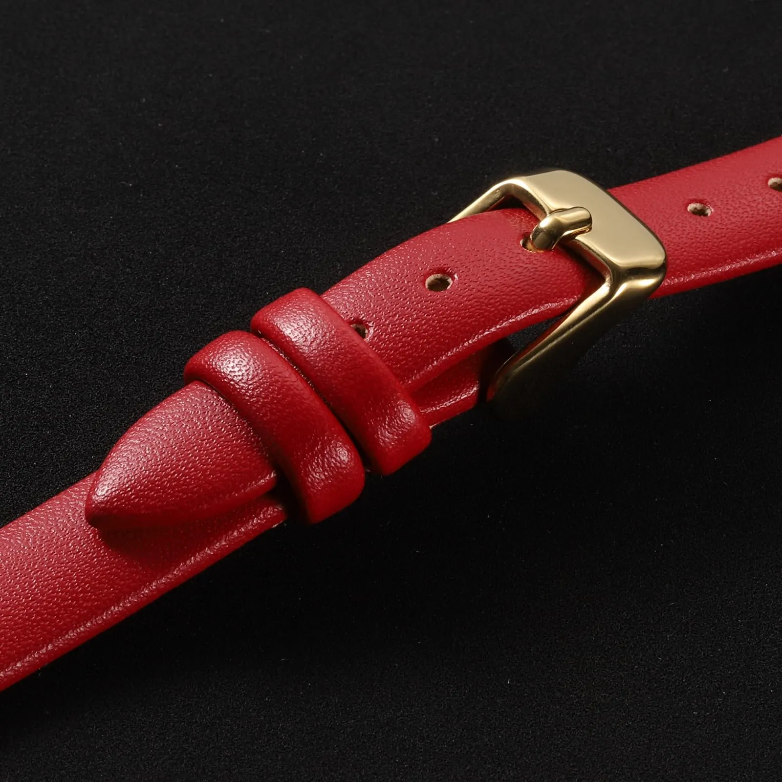 QUARKZMAN Cinturino Orologio in Vera Pelle 10mm con Fibbia Oro, Rosso - immagine 4
