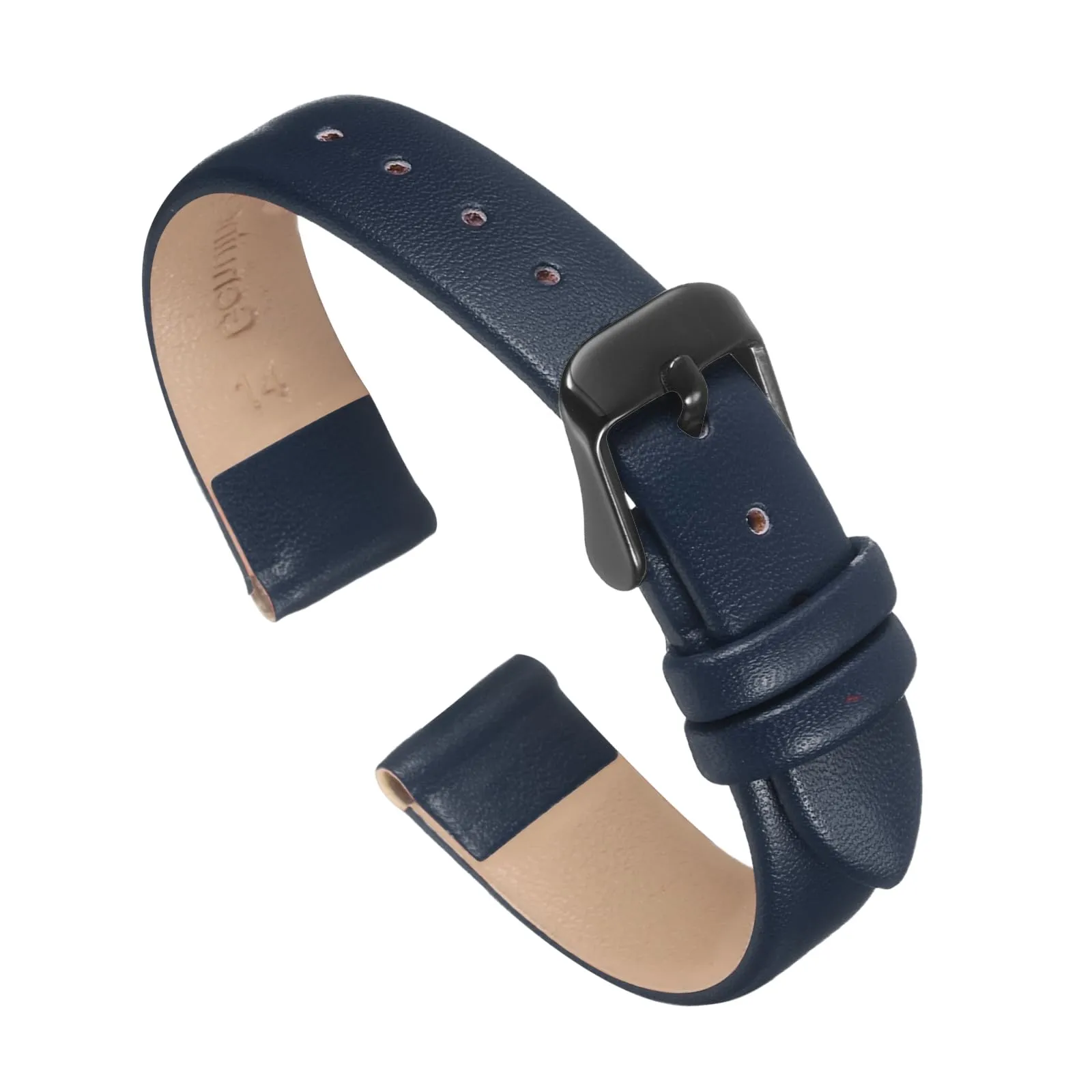 QUARKZMAN Cinturino Orologio in Vero Pelle 14mm Nero, Blu Scuro - immagine 1