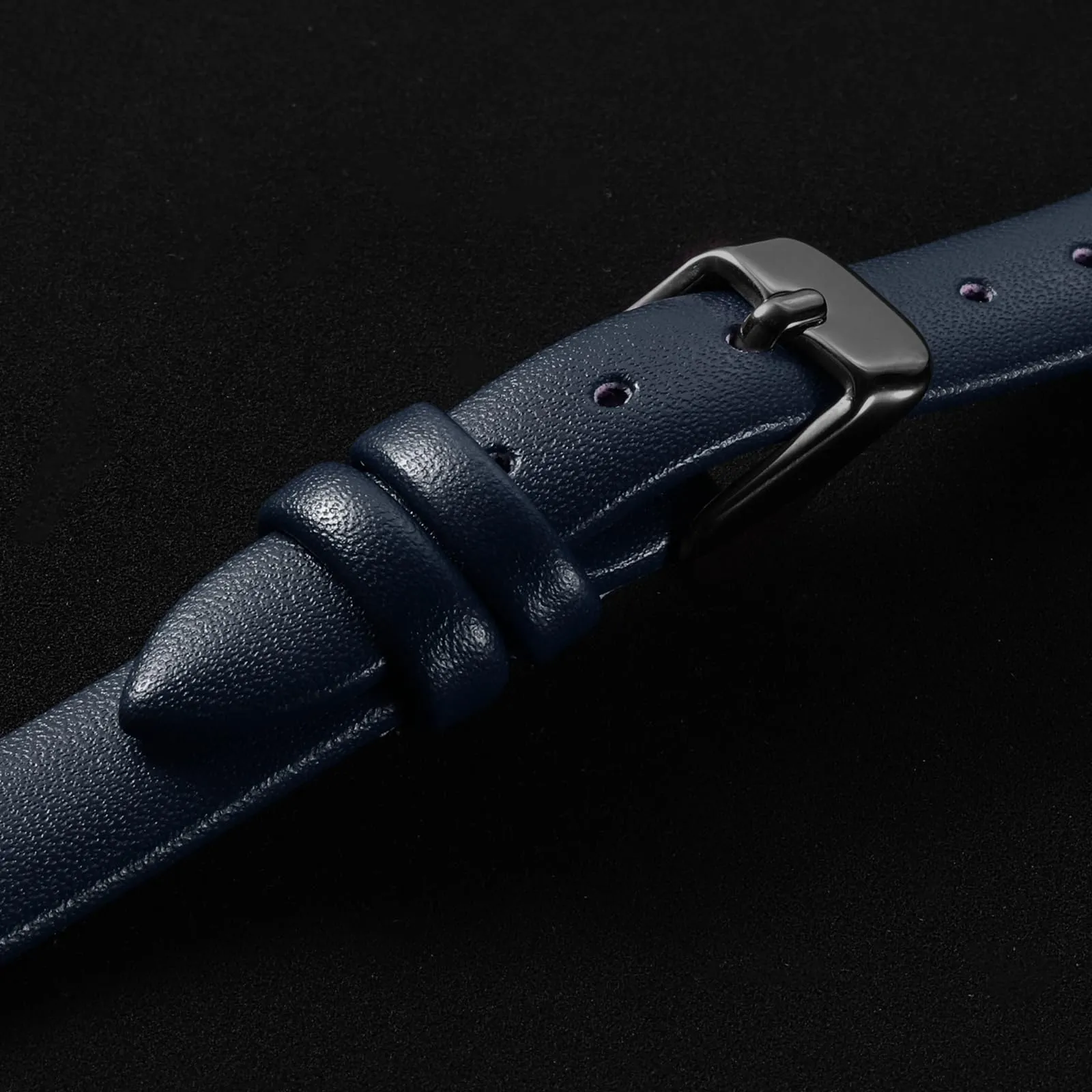 QUARKZMAN Cinturino Orologio in Vero Pelle 14mm Nero, Blu Scuro - immagine 4