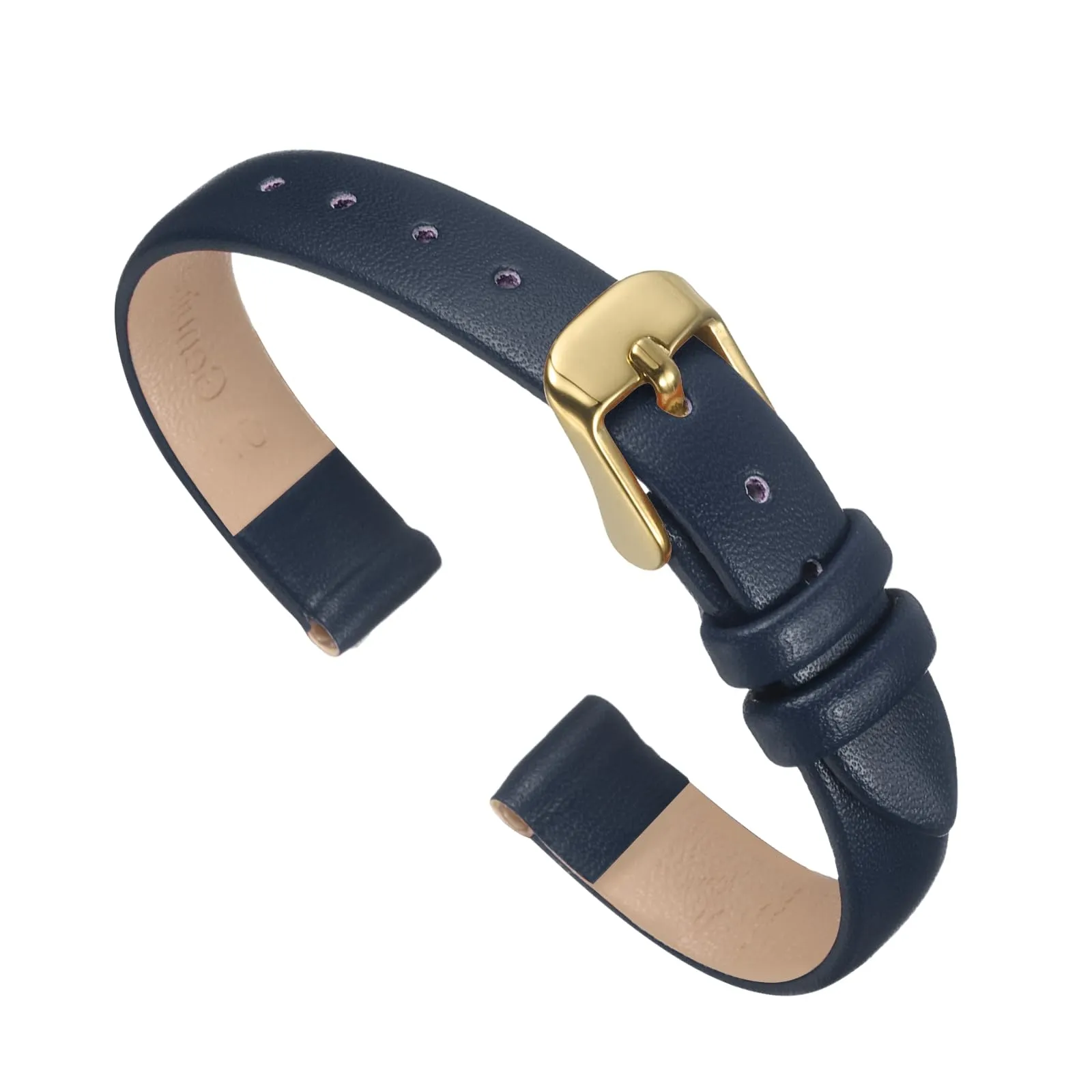 QUARKZMAN Cinturino Orologio in Pelle 10mm con Fibbia Oro Dorato, Blu Scuro - immagine 1