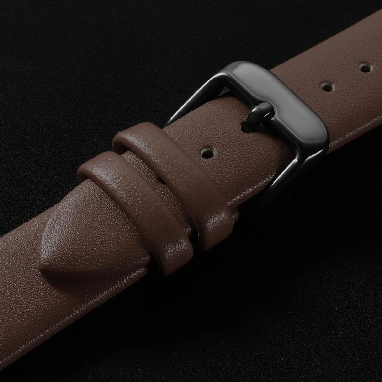 QUARKZMAN Cinturino in Vera Pelle Marrone Scuro 22mm - immagine 4