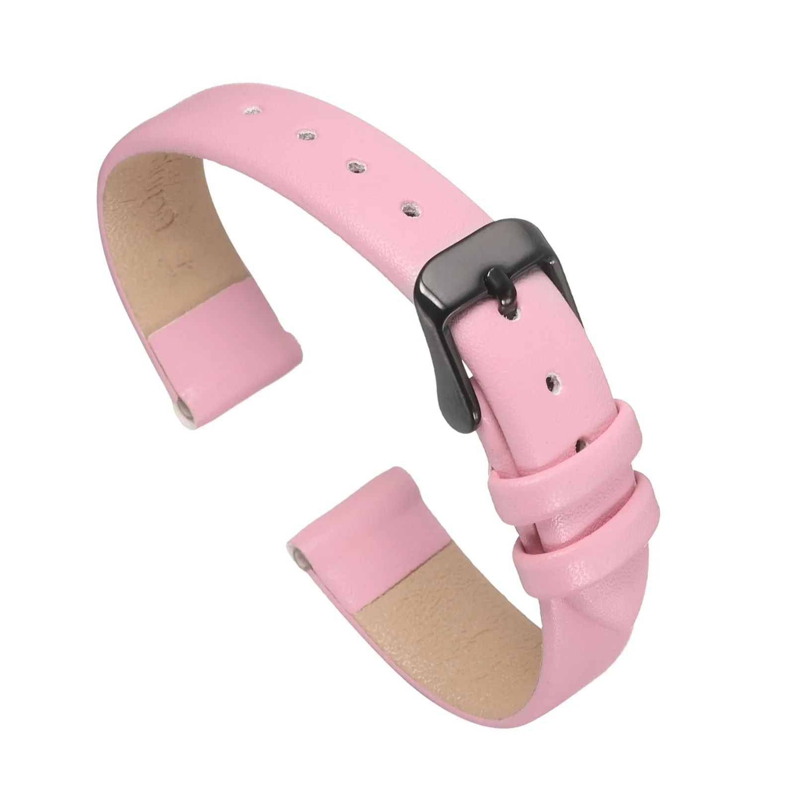 QUARKZMAN Cinturino Orologio in Vera Pelle 14mm Nero Rosa per Uomini e Donne - immagine 1