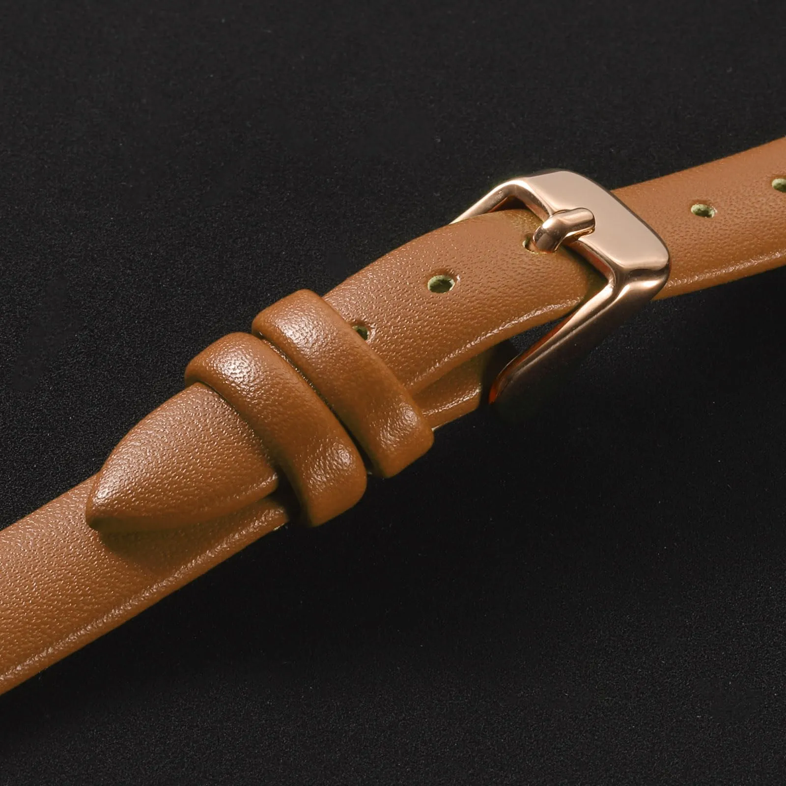 QUARKZMAN Cinturino Orologio in Vera Pelle 10mm con Fibbia Oro Rosa, Marrone - immagine 4