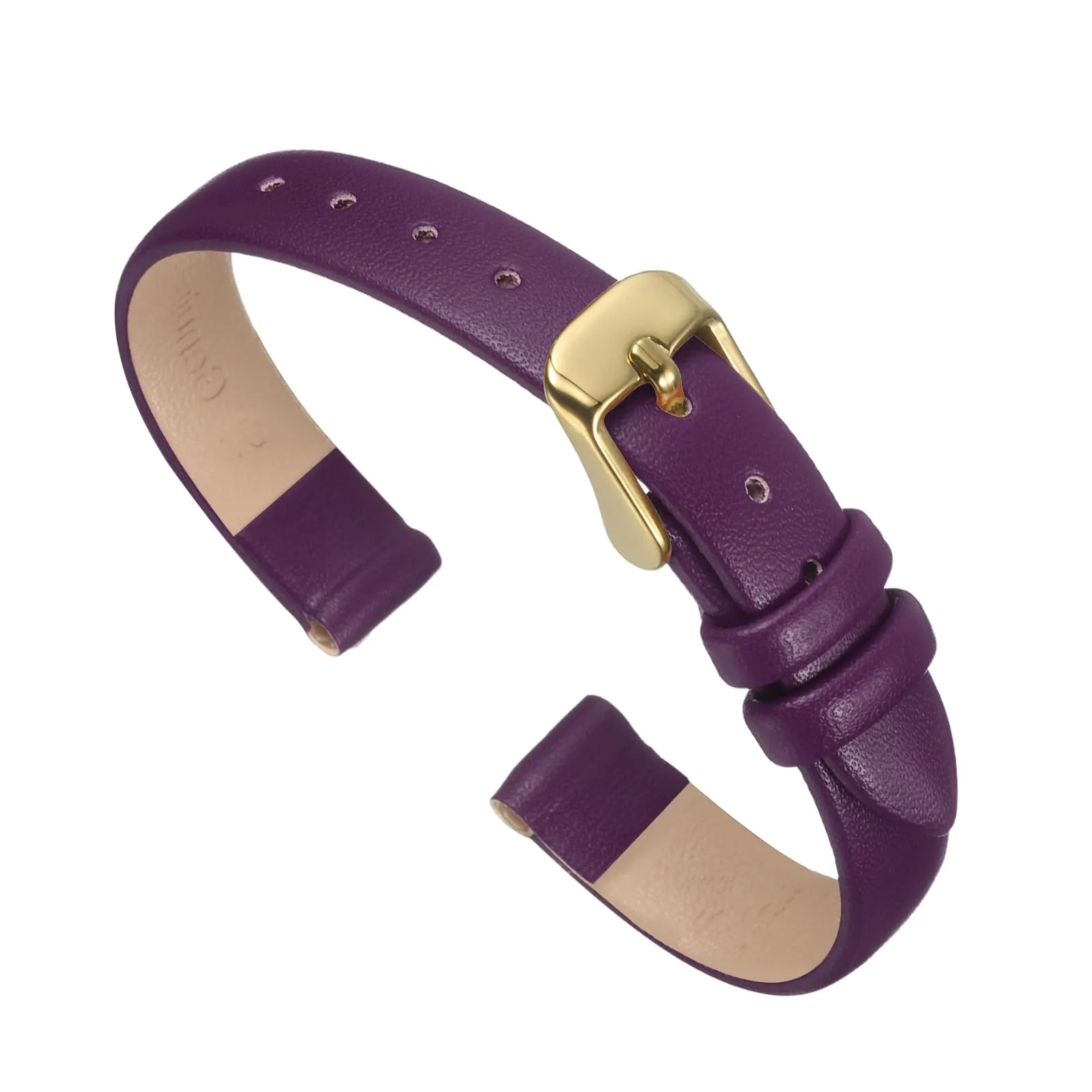 QUARKZMAN Cinturino Orologio in Vera Pelle 10mm, Fibbia Oro Dorato, Viola - immagine 1