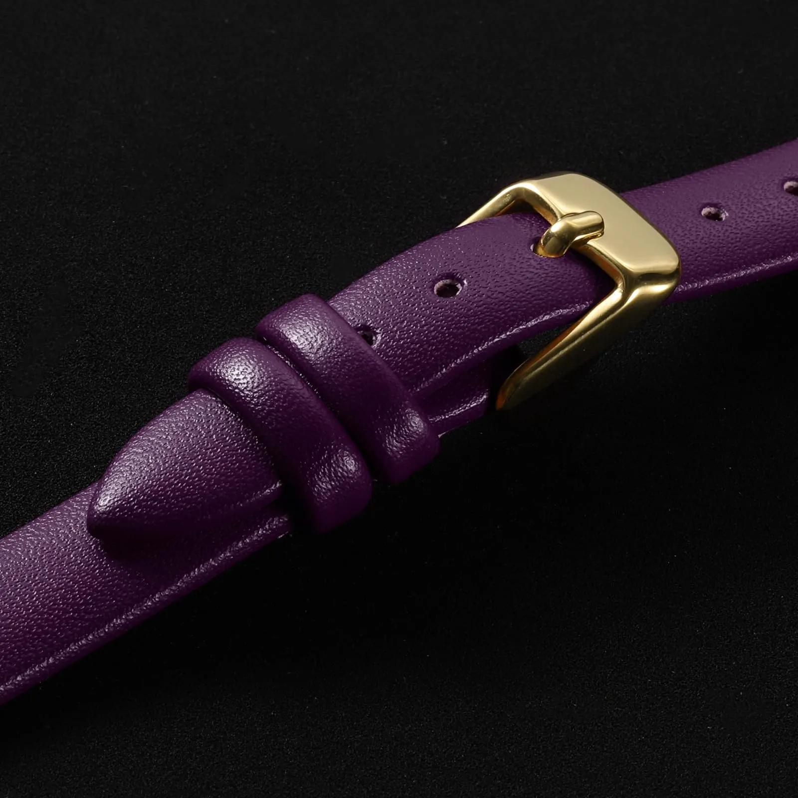 QUARKZMAN Cinturino Orologio in Vera Pelle 10mm, Fibbia Oro Dorato, Viola - immagine 4
