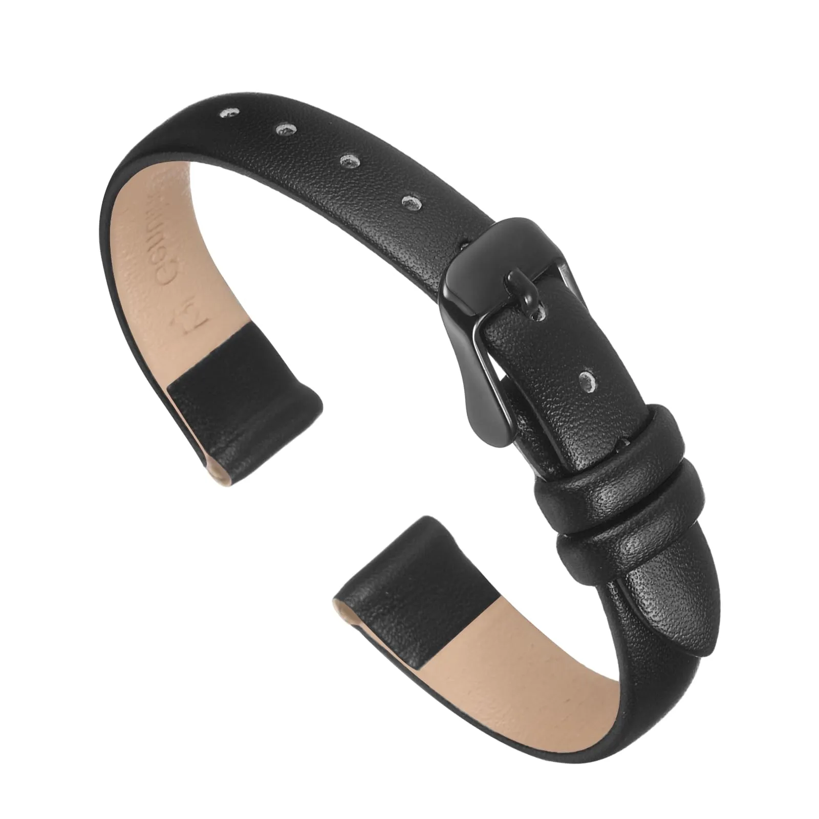 QUARKZMAN Cinturino Orologio in Vera Pelle 12mm Nero per Uomini e Donne - immagine 1