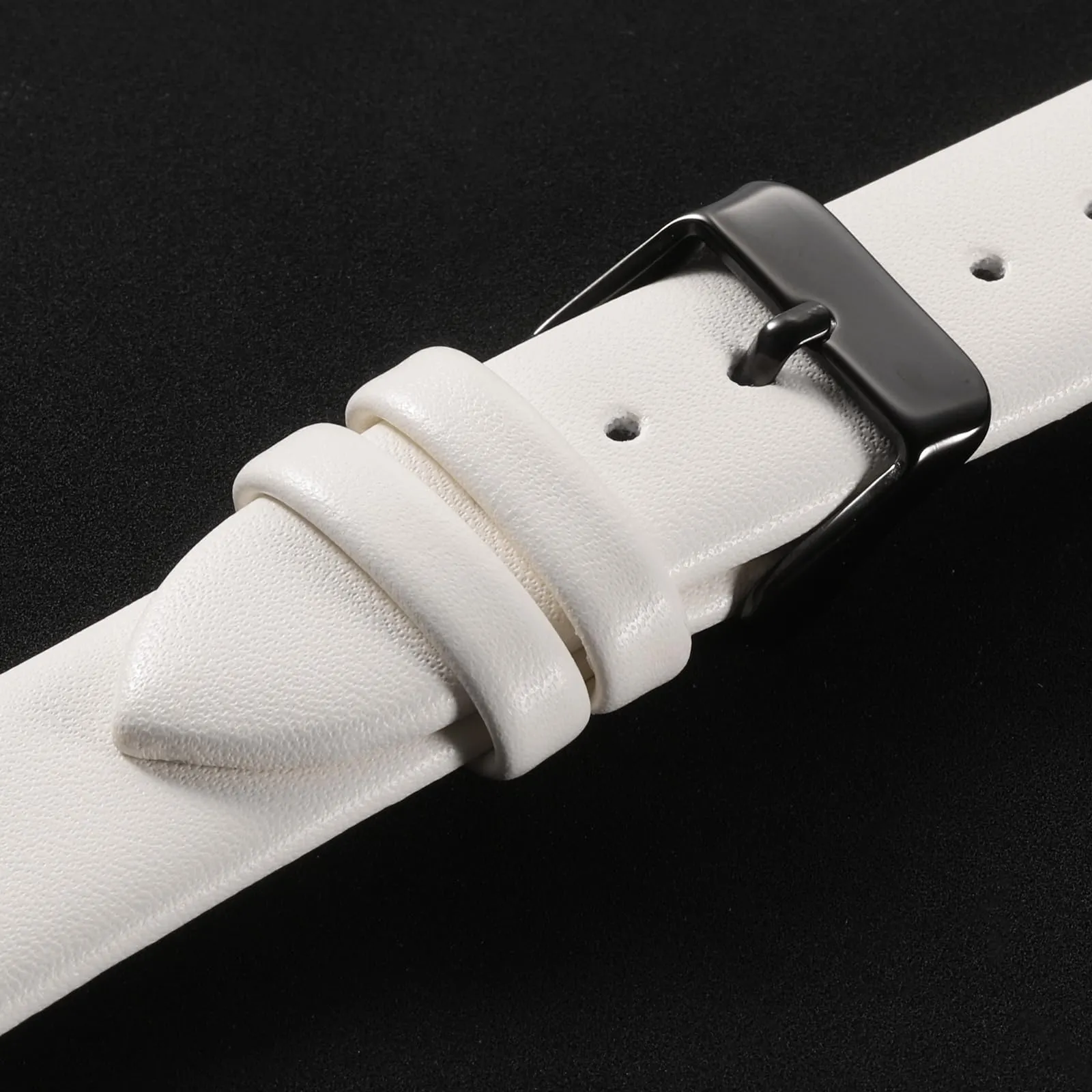QUARKZMAN Cinturino in Vero Pelle Bianca 20mm con Fibbia Nera - immagine 4