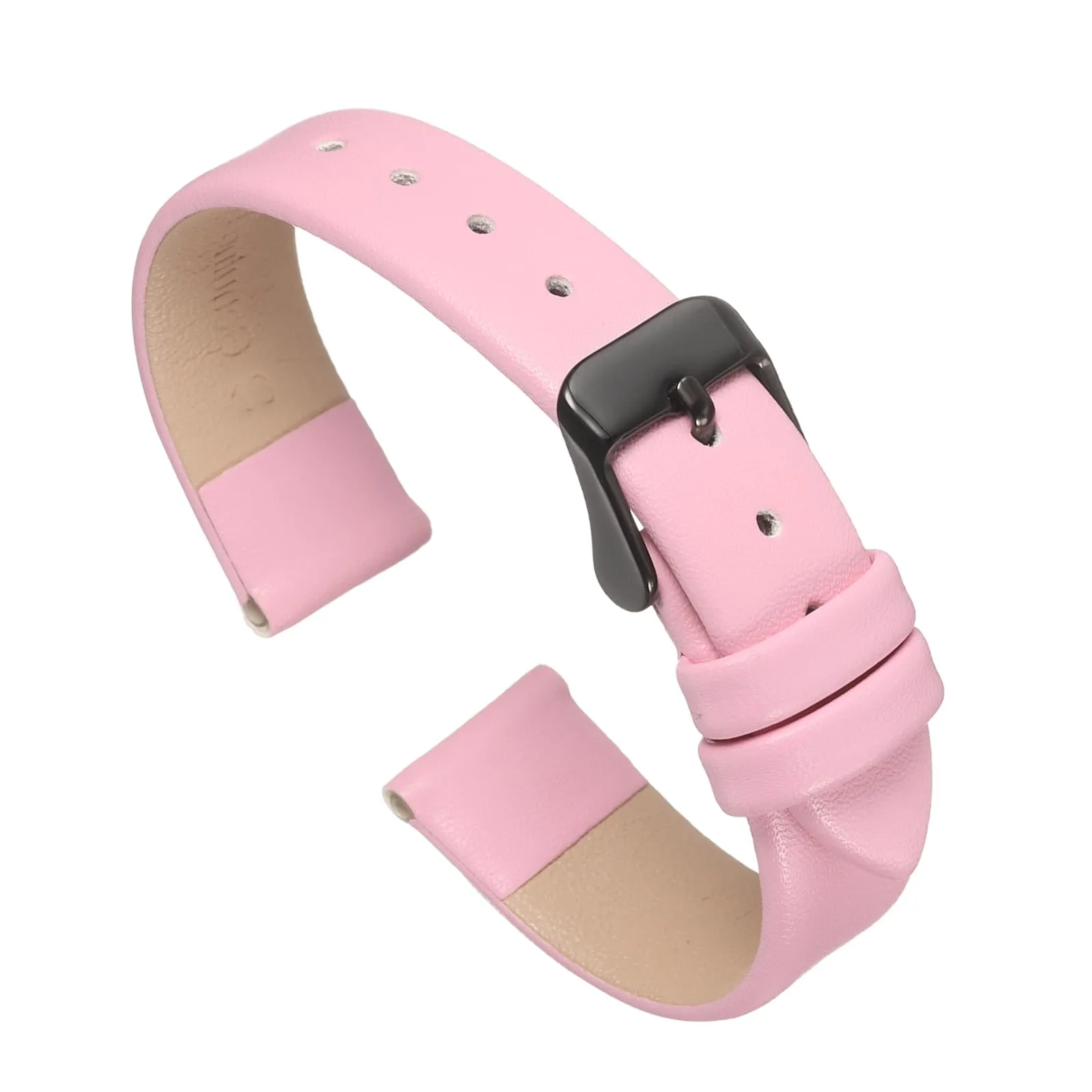 QUARKZMAN Cinturino Orologio in Pelle 16mm Piatto Rosa Nero - immagine 1