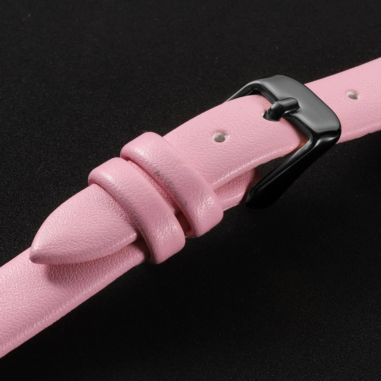QUARKZMAN Cinturino Orologio in Pelle 16mm Piatto Rosa Nero - immagine 4