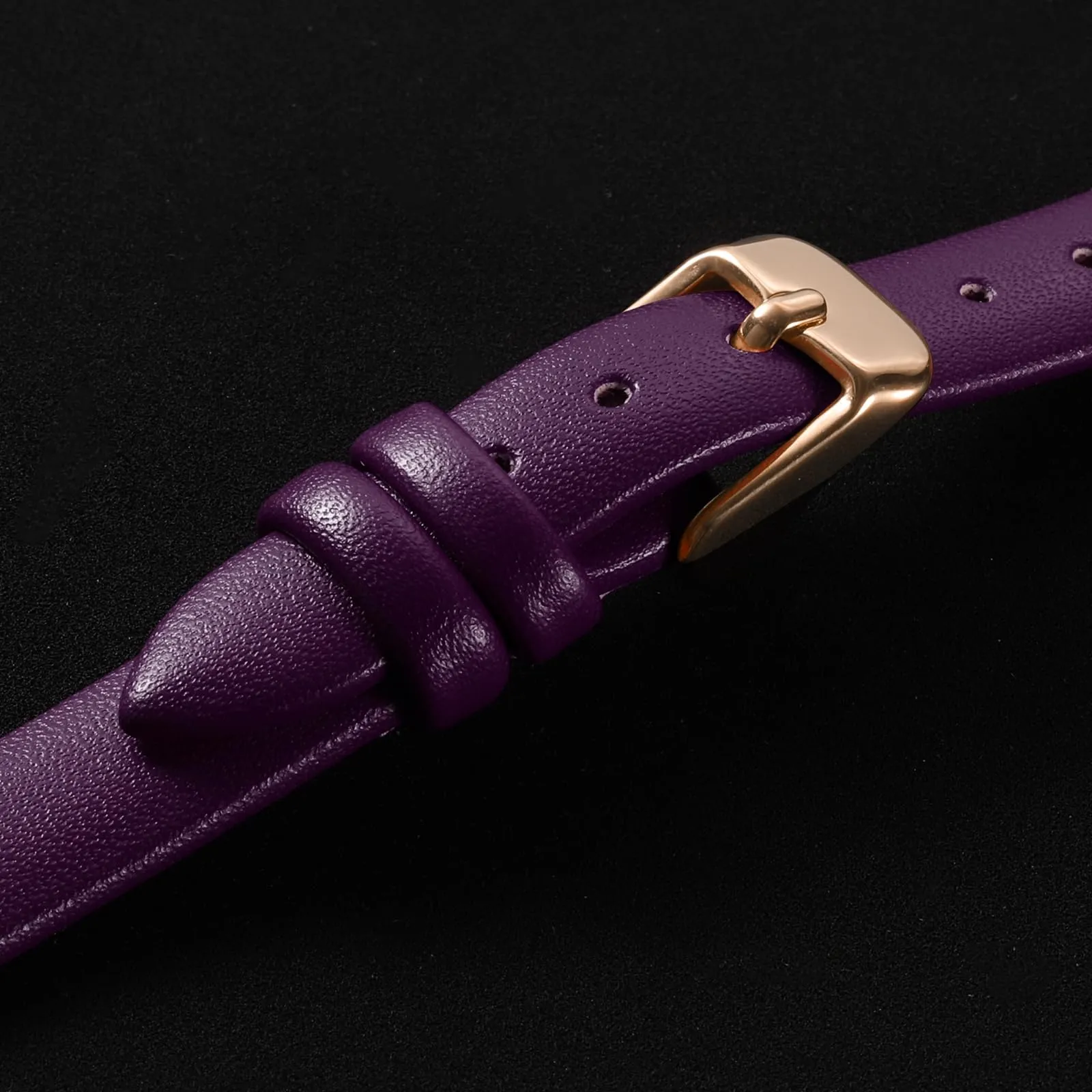 QUARKZMAN Cinturino Orologio in Vera Pelle 10mm con Fibbia Oro Rosa, Viola - immagine 4