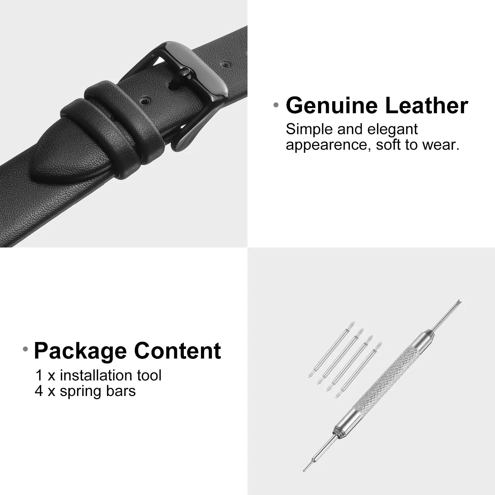 QUARKZMAN Cinturino in Pelle Nera 20mm - immagine 3