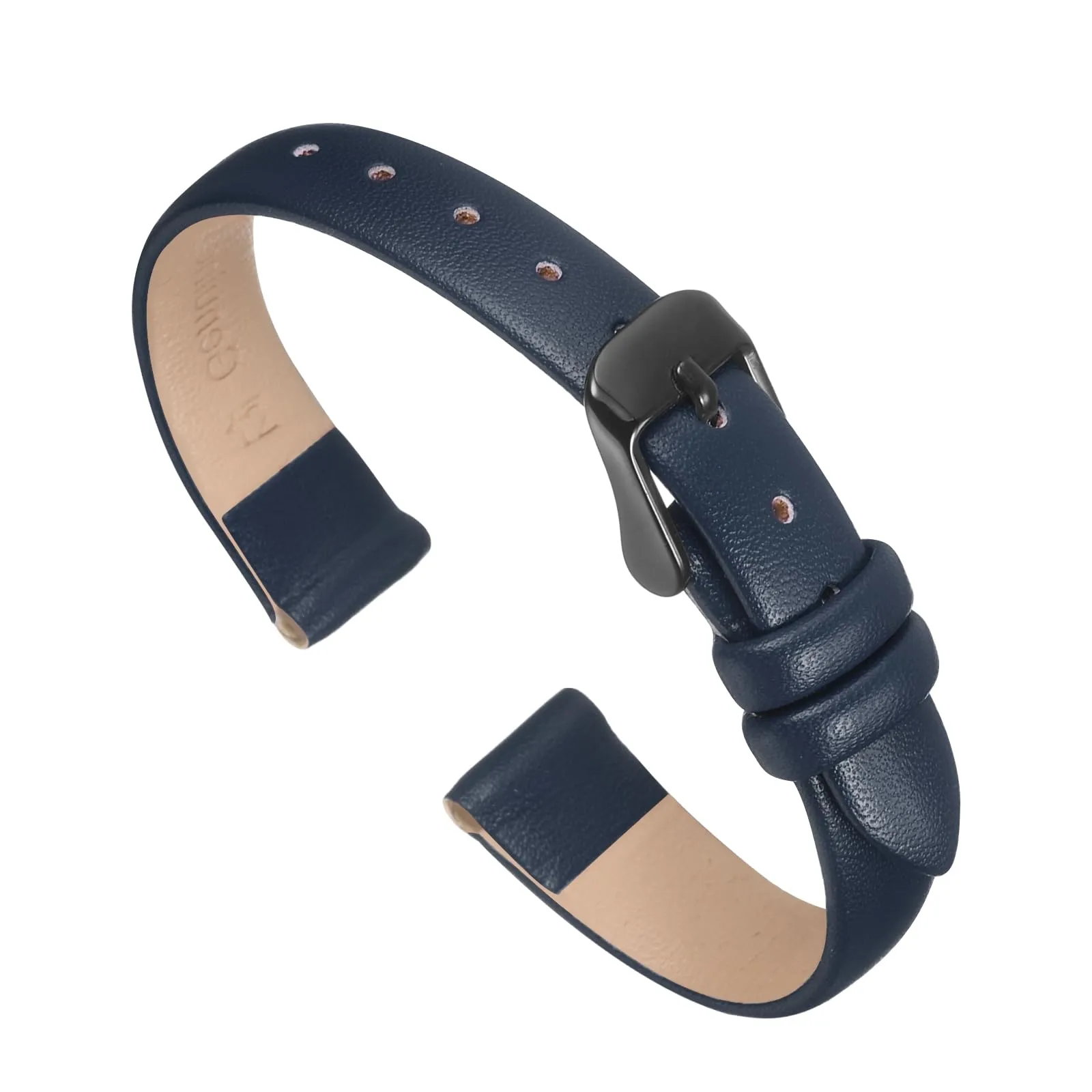 QUARKZMAN Cinturino Orologio in Vera Pelle 12mm Blu Scuro/Nero - immagine 1