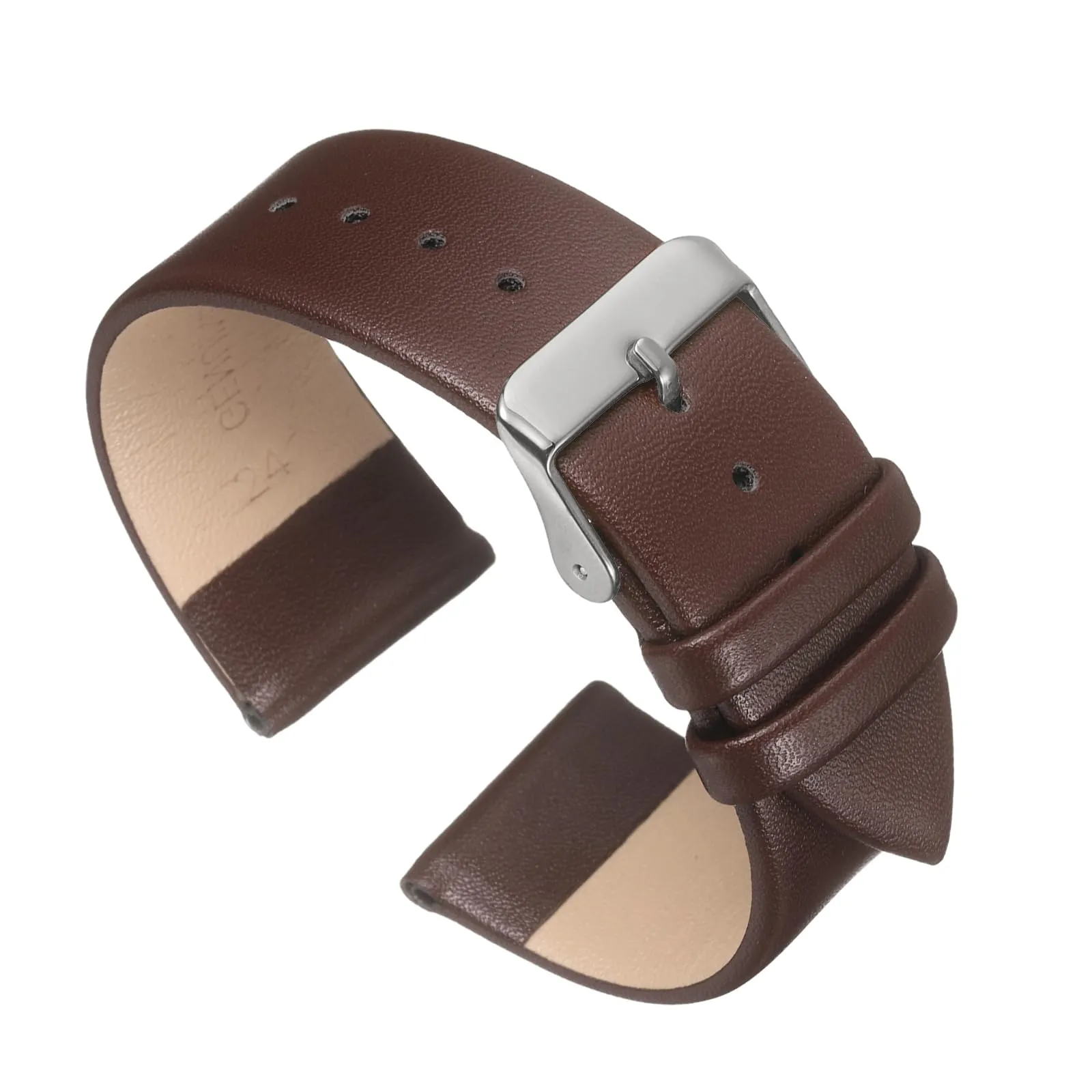 QUARKZMAN Cinturino Orologio in Vero Pelle 24mm, Marrone Scuro - immagine 1