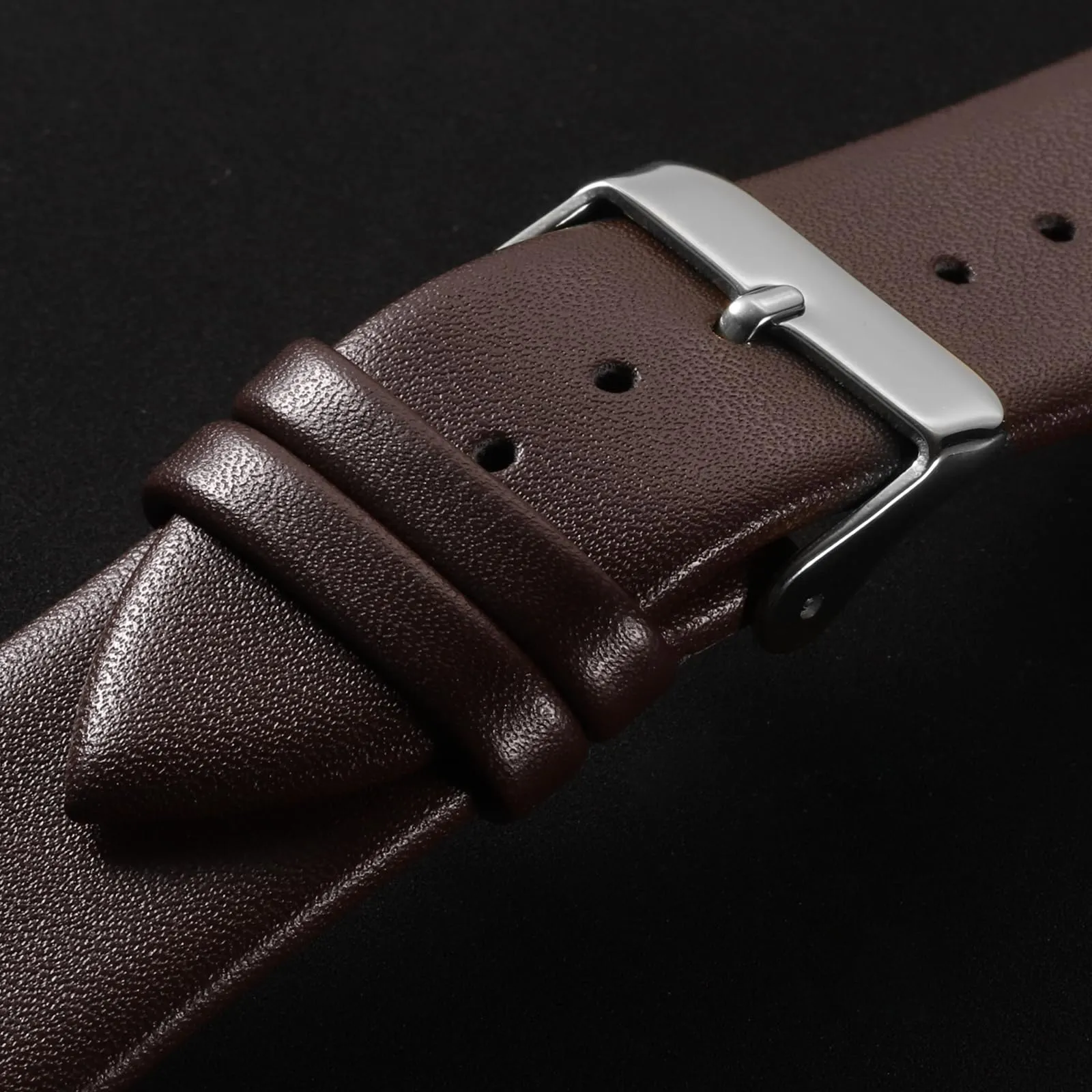 QUARKZMAN Cinturino Orologio in Vero Pelle 24mm, Marrone Scuro - immagine 4