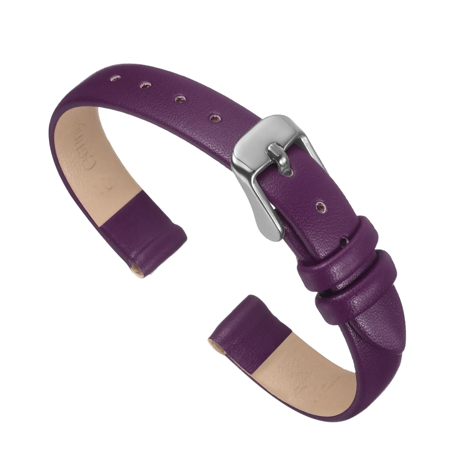 QUARKZMAN Cinturino Orologio in Vera Pelle 10mm, Viola - immagine 1