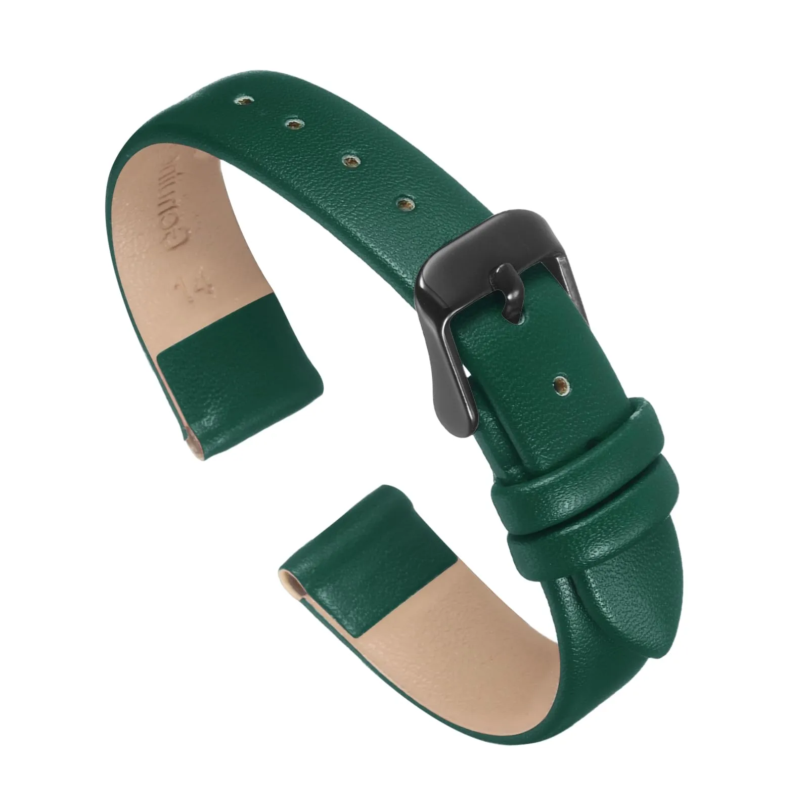 QUARKZMAN Cinturino Orologio in Vera Pelle 14mm Verde/Nero - immagine 1