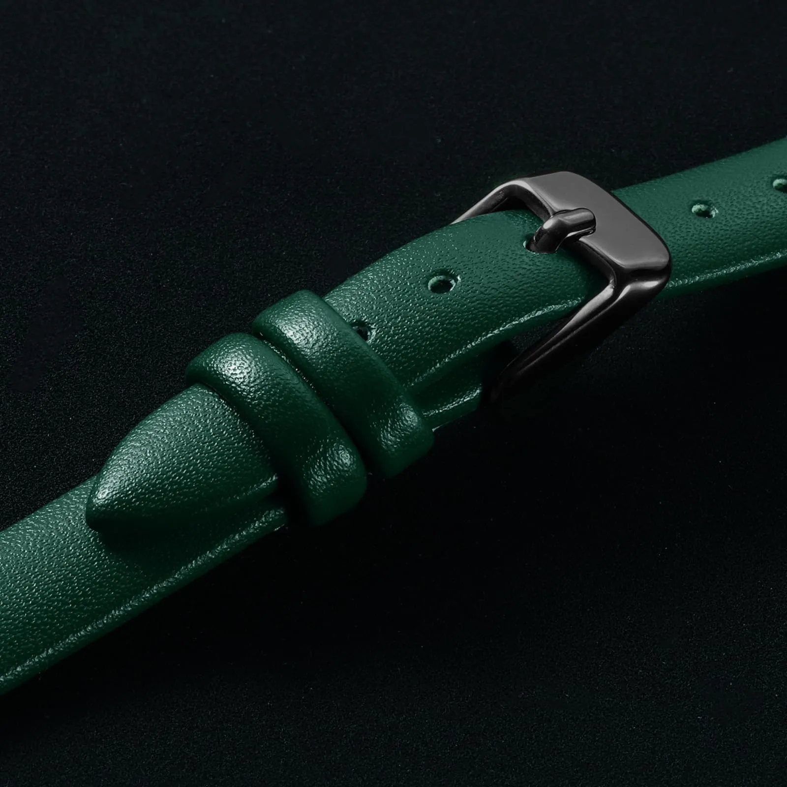 QUARKZMAN Cinturino Orologio in Vera Pelle 14mm Verde/Nero - immagine 4