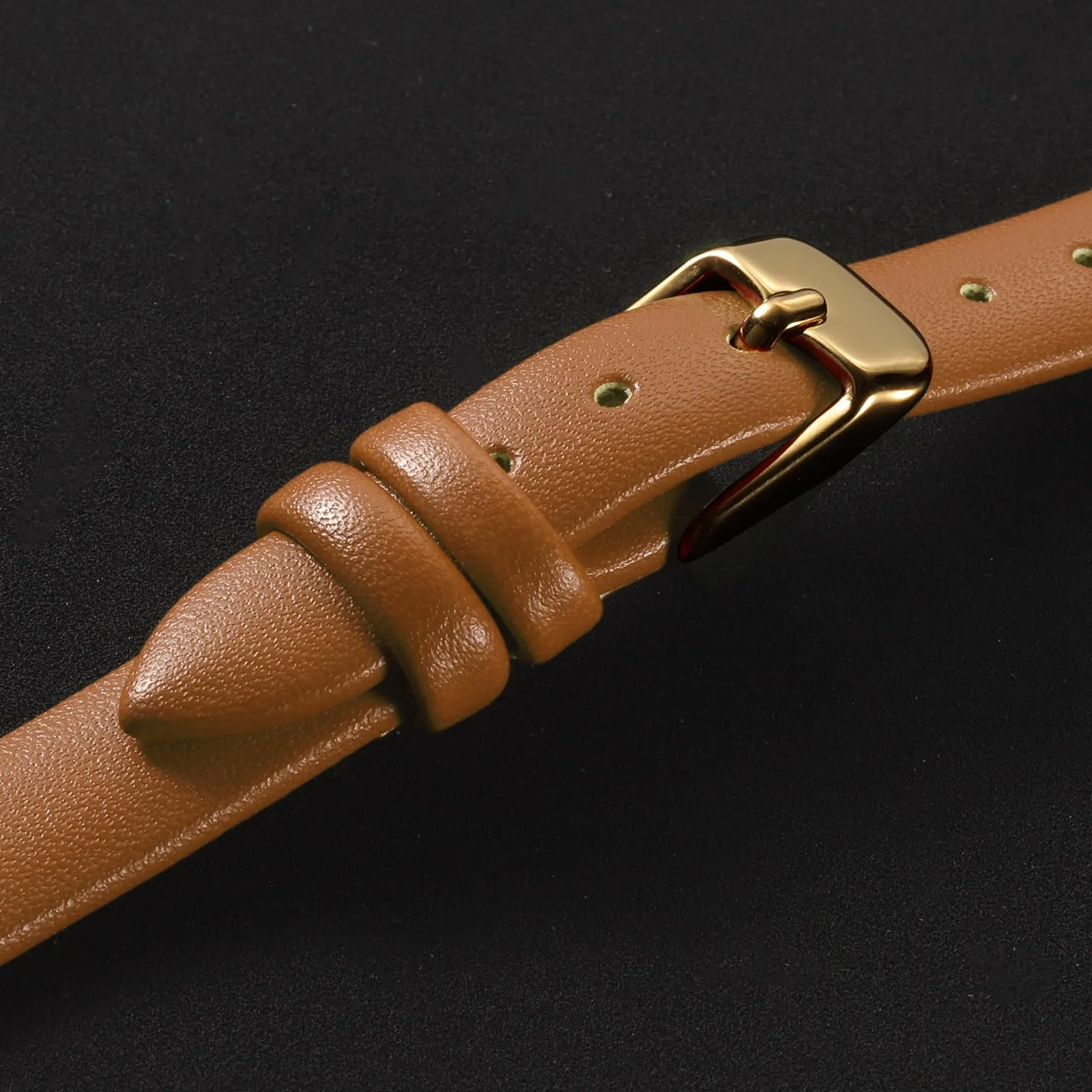 QUARKZMAN Cinturino Orologio in Pelle 10mm con Fibbia Oro, Marrone - immagine 4