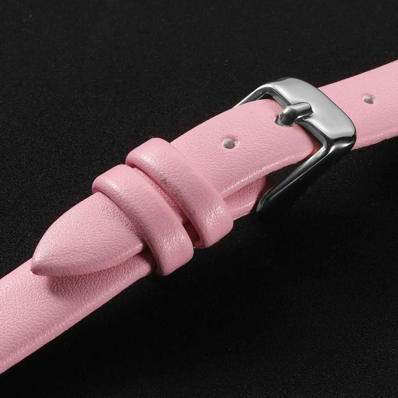QUARKZMAN Cinturino Orologio in Vero Pelle 10mm Rosa con Fibbia Tono Argento - immagine 4
