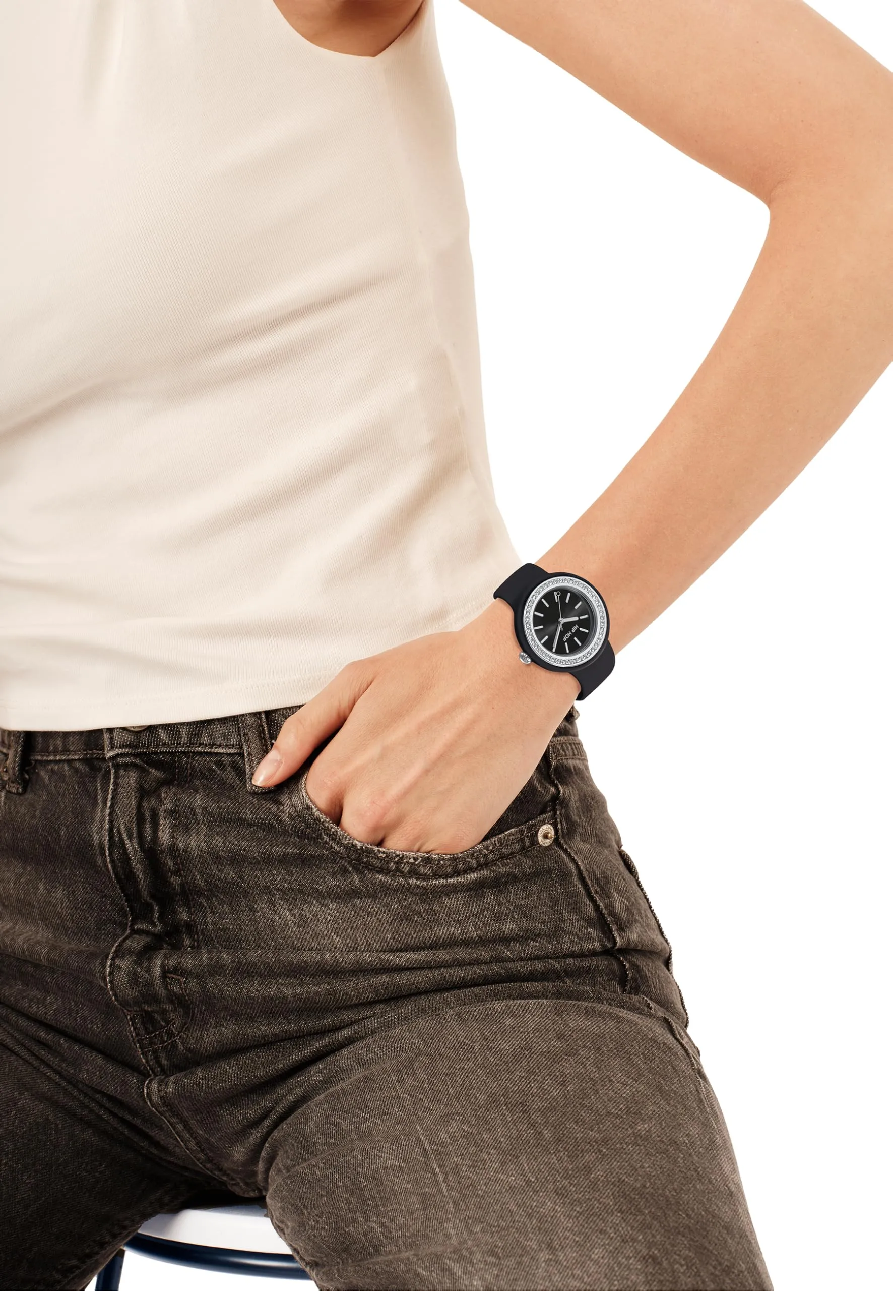 Hip Hop HWU1305 Donna Hero Dot Bezel Orologio Nero Cinturino Silicone - immagine 6