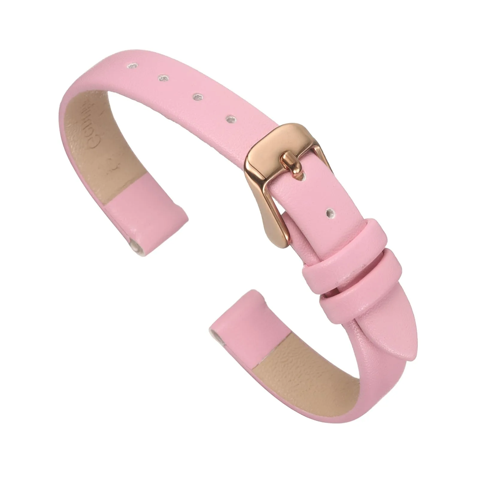 QUARKZMAN Cinturino Orologio in Vera Pelle 10mm con Fibbia Oro Rosa, Rosa - immagine 1