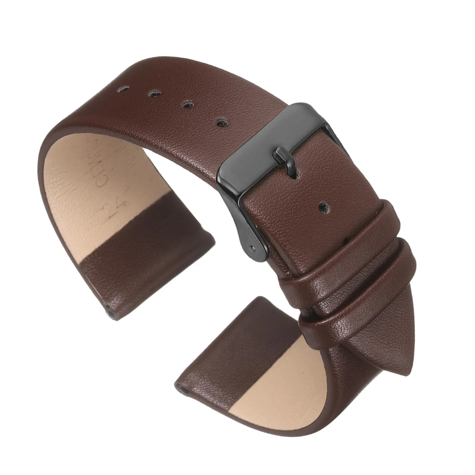 QUARKZMAN Cinturino Orologio in Vera Pelle 24mm Nero e Marrone Scuro - immagine 1