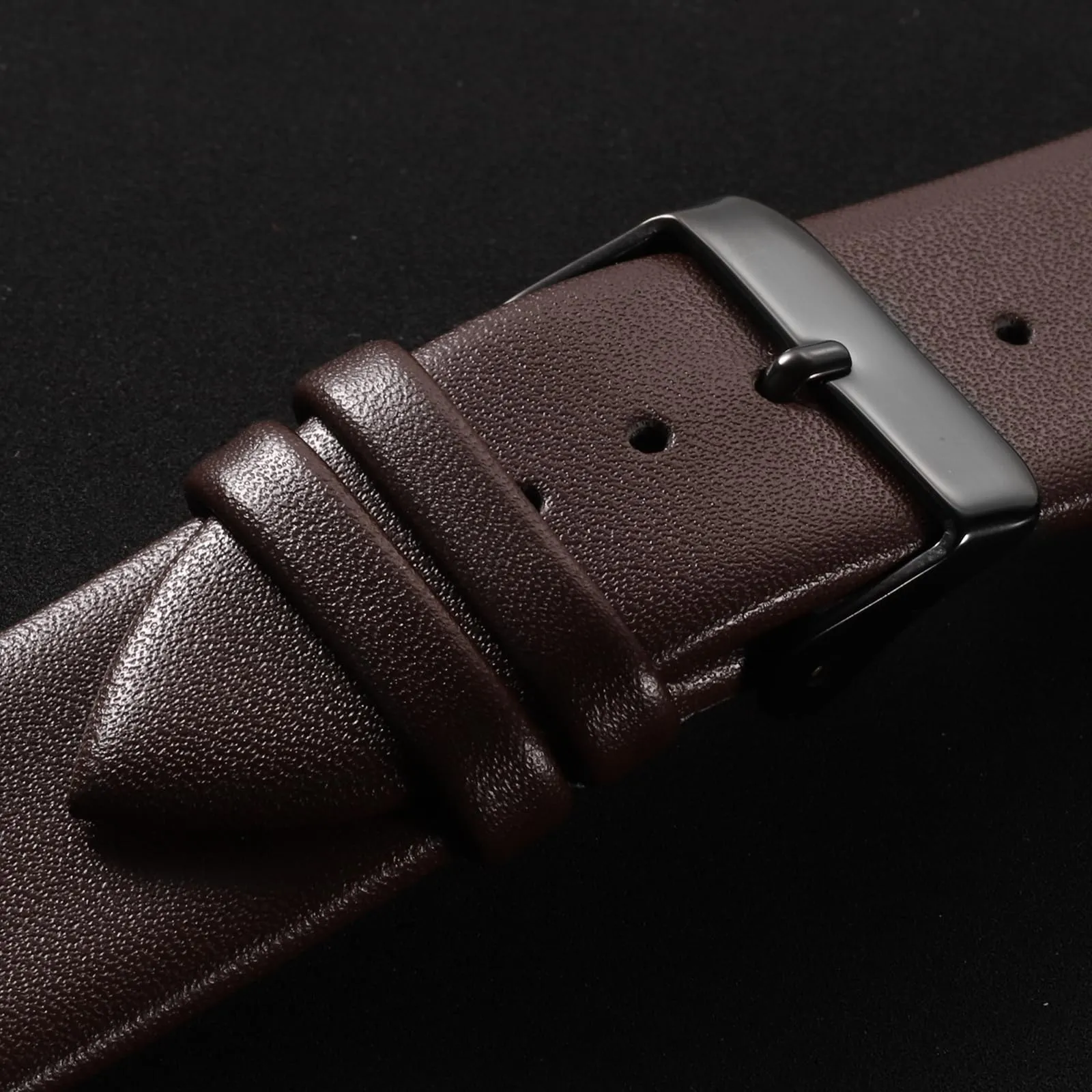 QUARKZMAN Cinturino Orologio in Vera Pelle 24mm Nero e Marrone Scuro - immagine 4