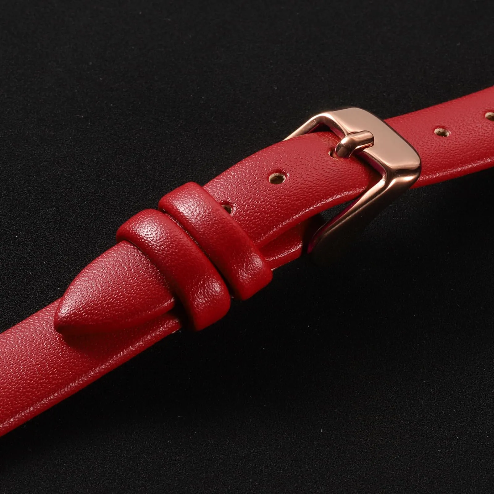 QUARKZMAN Cinturino Orologio in Vera Pelle 10mm con Fibbia Oro Rosa, Rosso - immagine 4