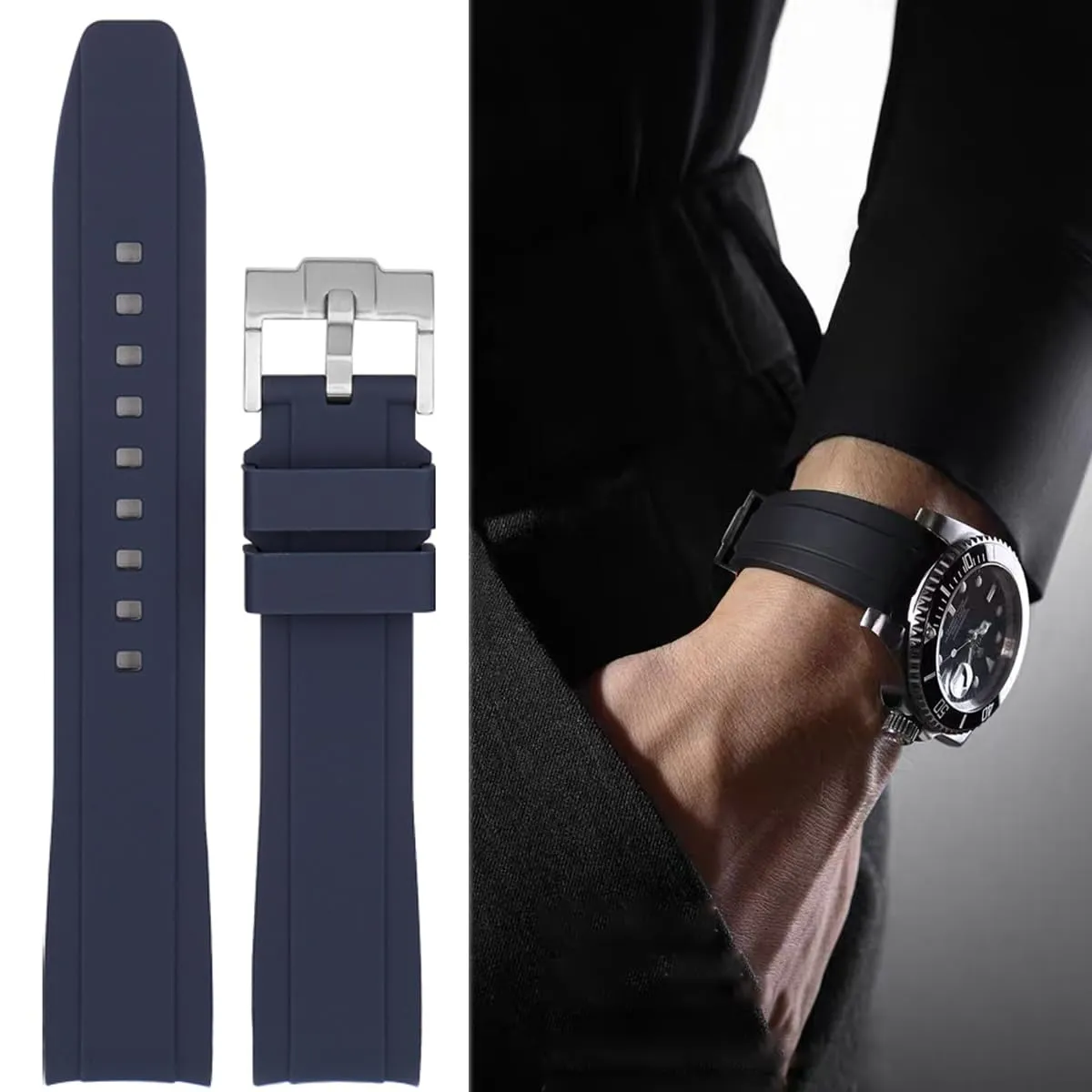 Niziruoup Cinturino Orologio in Silicone 20mm per Omega x Swatch Moonswatch Speedmaster - immagine 3
