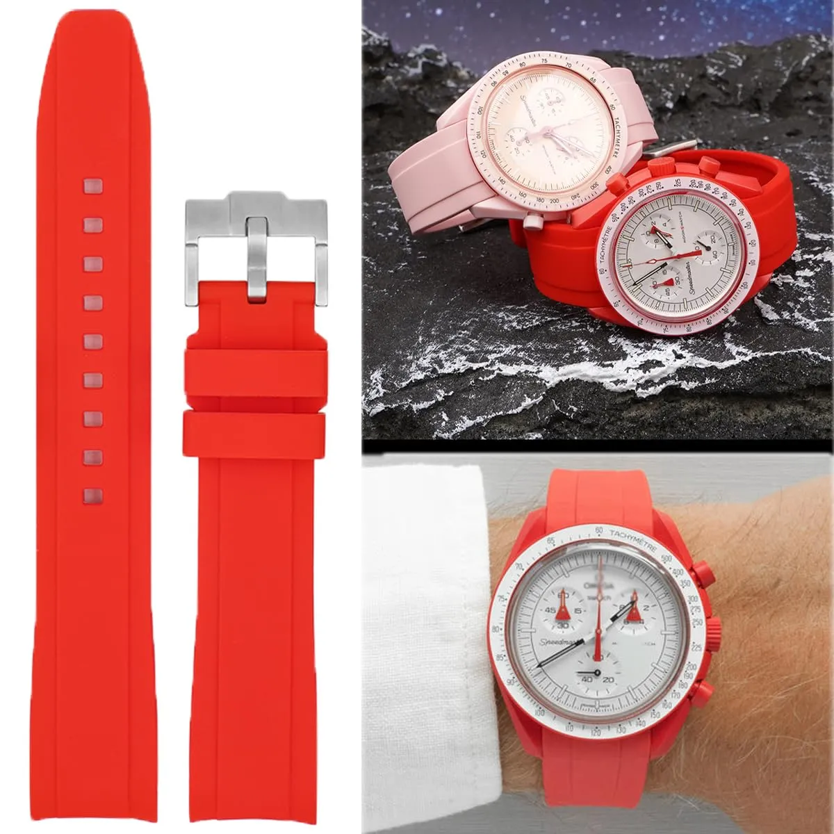 Niziruoup Cinturino in Silicone 20mm per Omega x Swatch Moonswatch Speedmaster - immagine 7