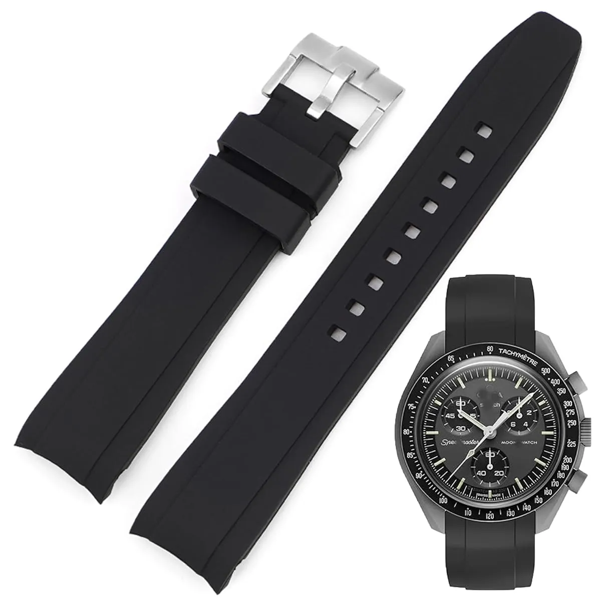 Niziruoup Cinturino in Silicone 20mm per Omega x Swatch Moonswatch Speedmaster - immagine 8