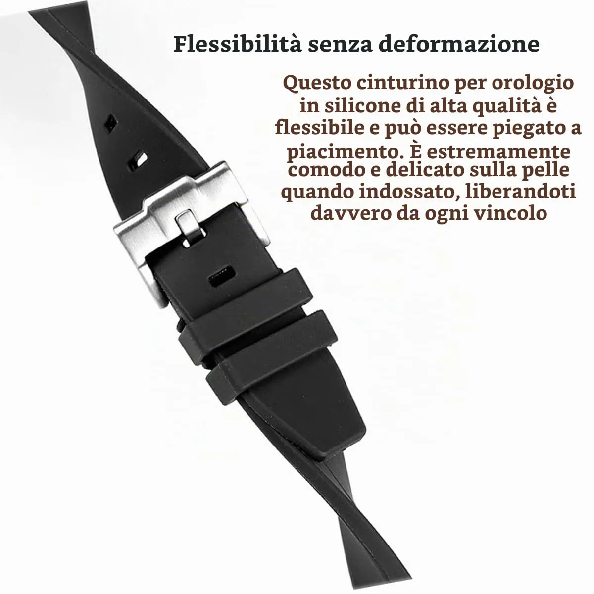 Niziruoup Cinturino in Silicone 22mm Curva per SmartWatch e Rolex - immagine 2