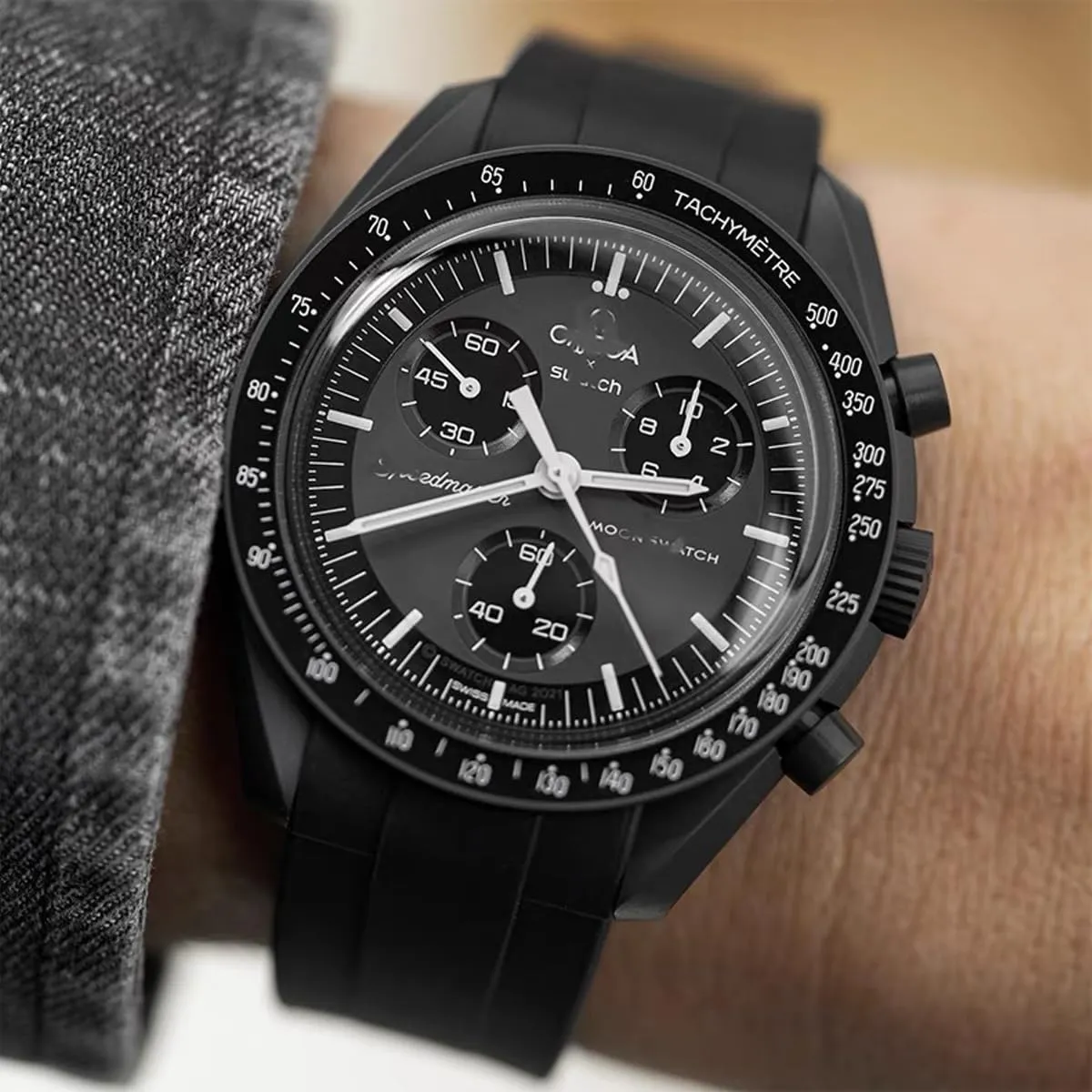 Niziruoup Cinturino Orologio 22mm in Silicone Gomma Curvo, per Blancpain, Swatch, Rolex, SEIKO, Nero - immagine 5