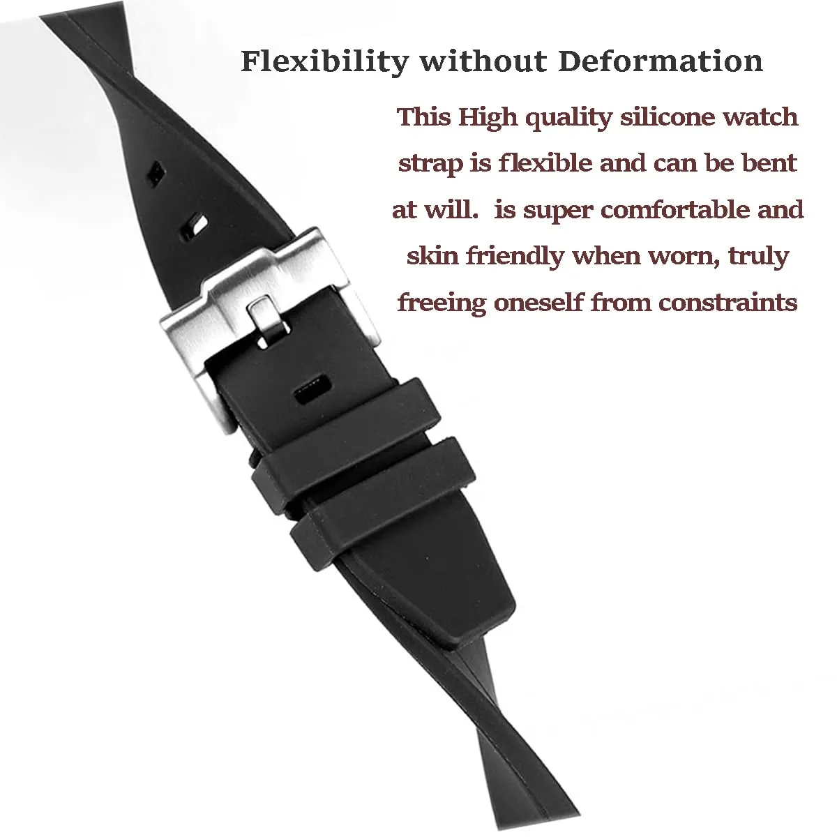 Niziruoup Cinturino Orologio in Silicone Gomma Curve 22mm Arancia - immagine 2