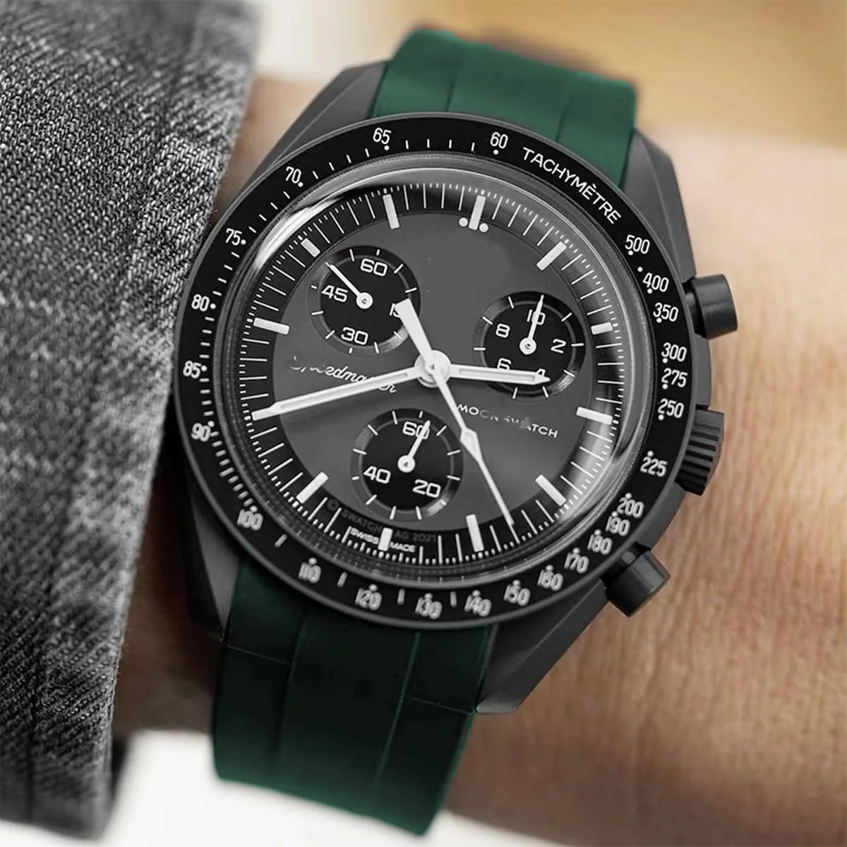 Niziruoup Cinturino Orologio in Silicone Gomma Curve 22mm Verde Scuro - immagine 5