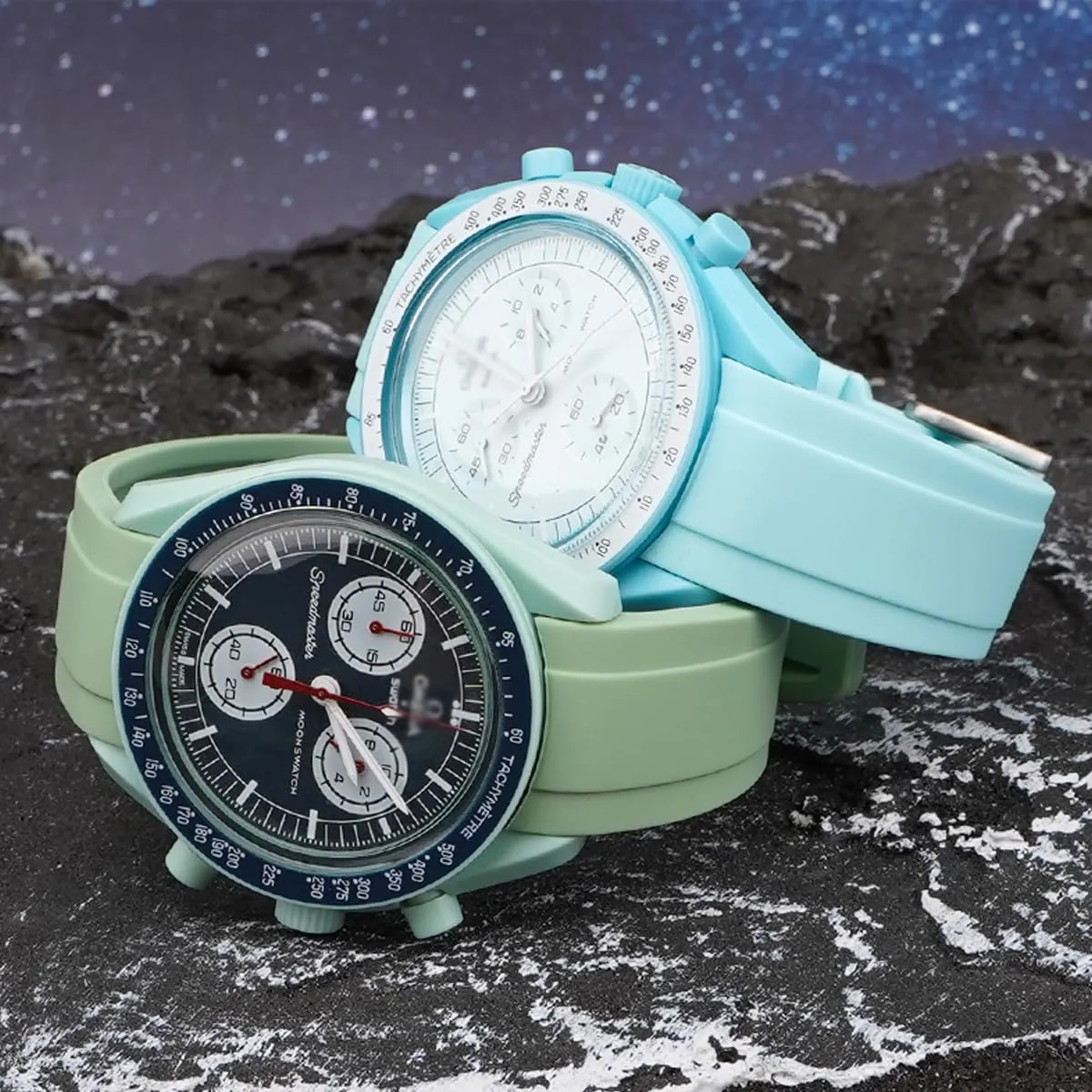 Niziruoup Cinturino Orologio in Gomma Silicone Curve 22mm Azzurro - immagine 4