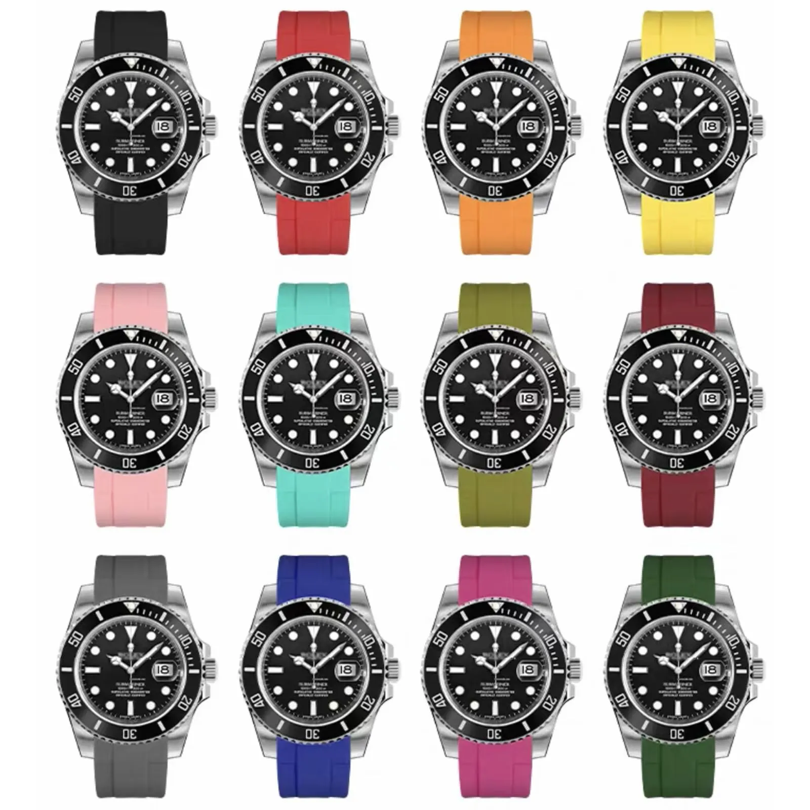 Niziruoup Cinturino Orologio in Silicone Gomma Curve 22mm Rosa - immagine 7
