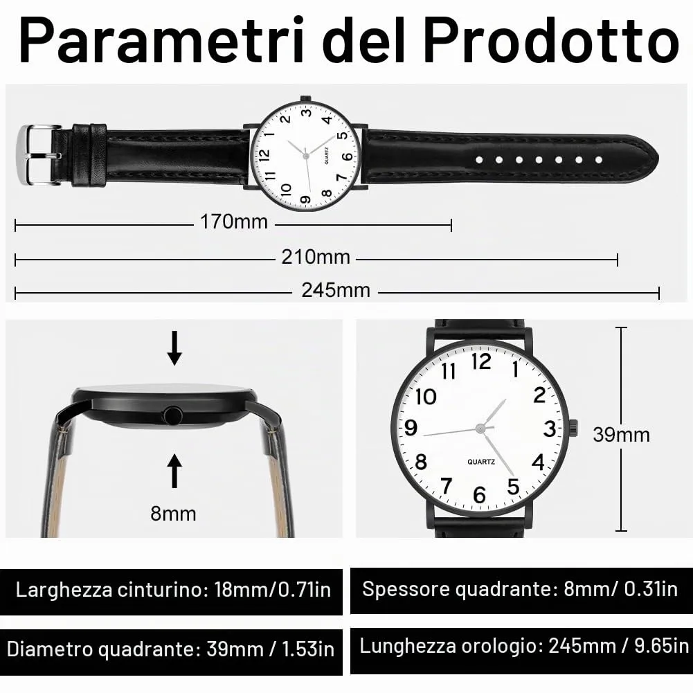 OFFCUP Orologio da Uomo al Quarzo Analogico Classico, Quadrante Nero - immagine 2