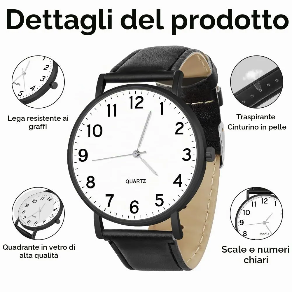 OFFCUP Orologio da Uomo al Quarzo Analogico Classico, Quadrante Nero - immagine 3