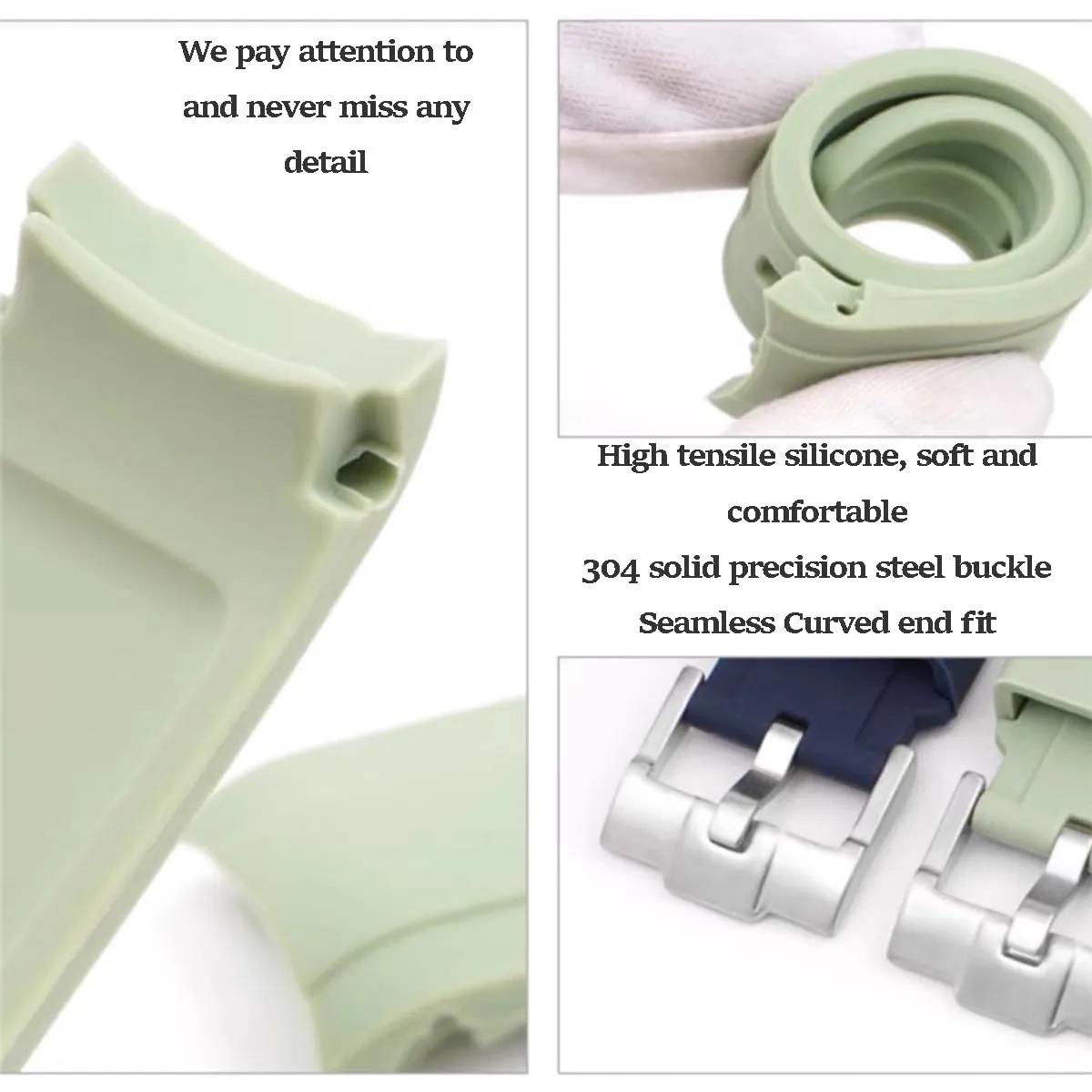 Niziruoup Cinturino Orologio in Silicone Gomma Curve 22mm Grigio - immagine 3